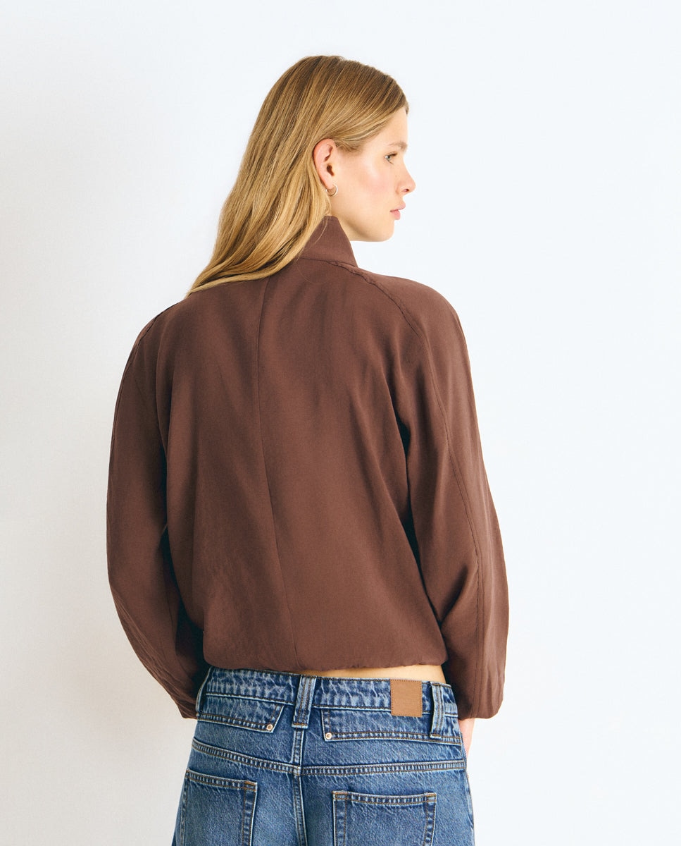 Blusa de mujer con cuello alto - Brownie - Marrón Marrón-2