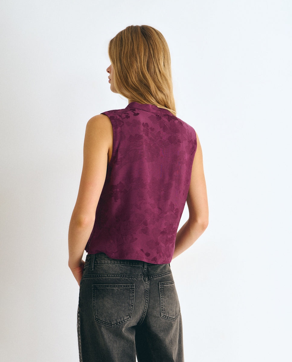 Top de mujer con tejido jacquard y botones - Brownie - Lila Lila-2
