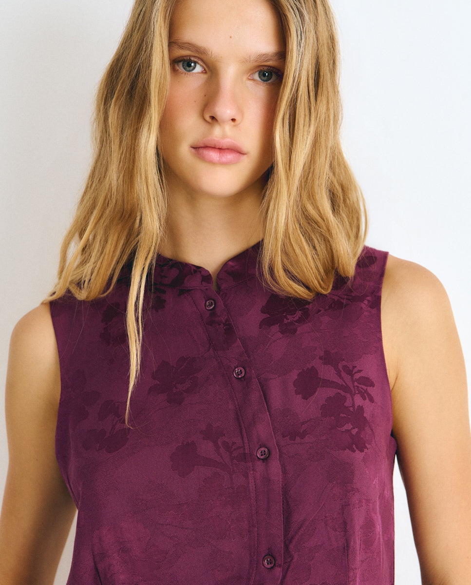 Top de mujer con tejido jacquard y botones - Brownie - Lila Lila-4
