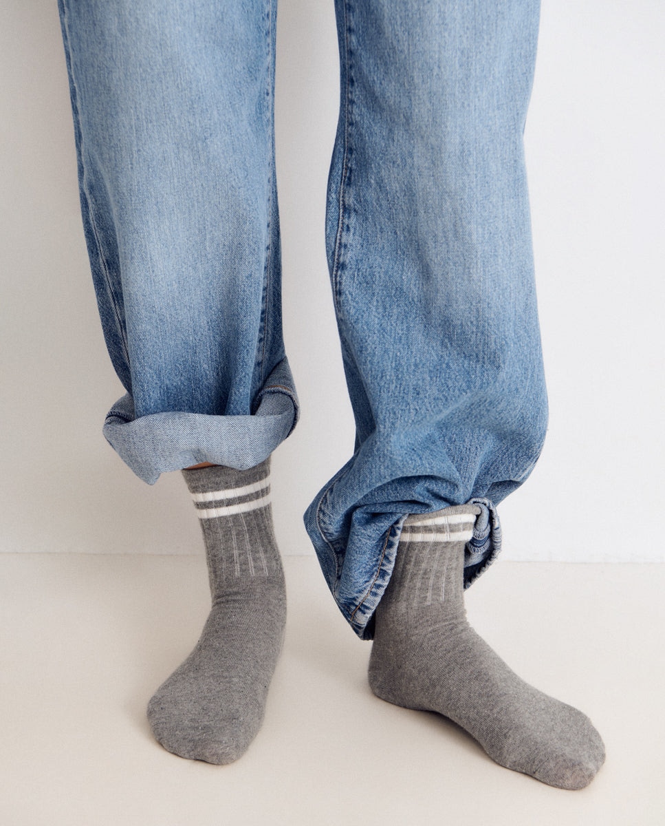 Calcetines altos de mujer con perrito - Brownie - Gris Gris-3
