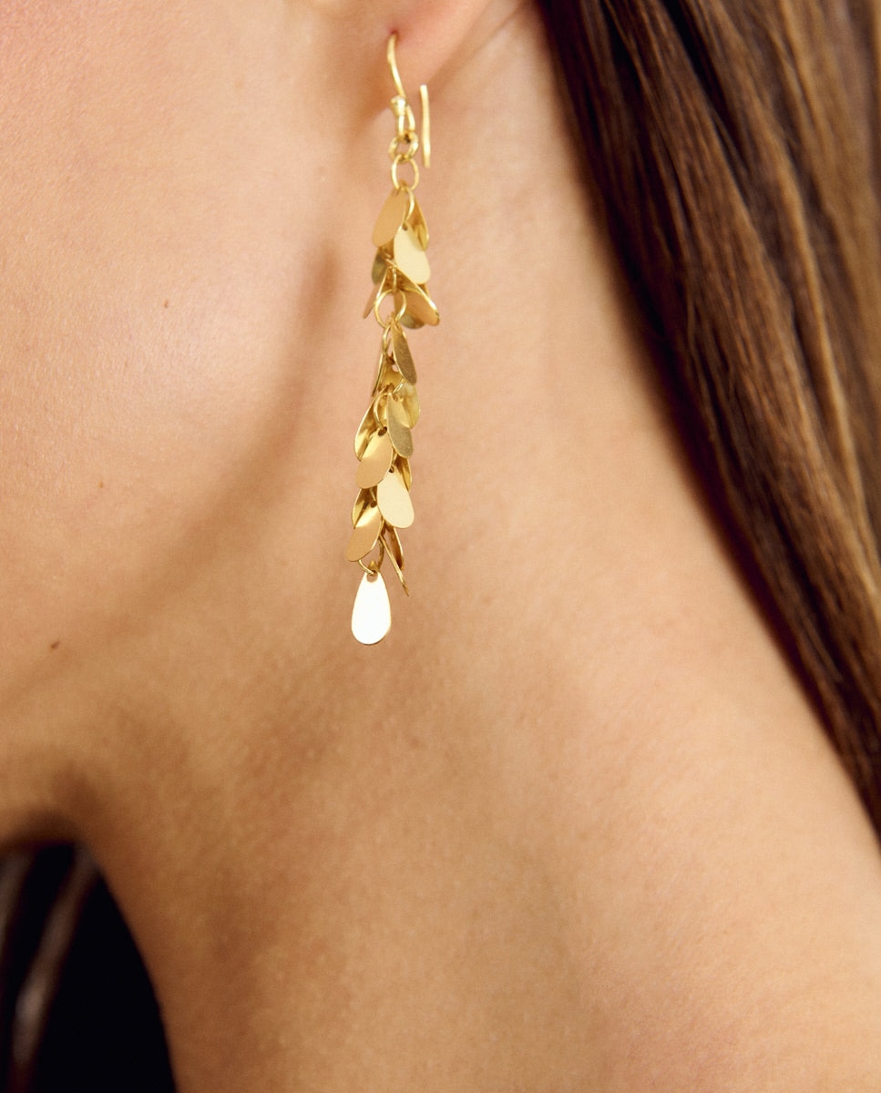 Pendientes largos con chapitas dorados - Brownie - Dorado Dorado-2