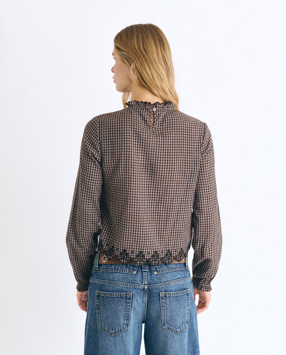 Imagen 2 de Blusa de mujer de manga larga de cuadros - Brownie - Marrón Marrón
