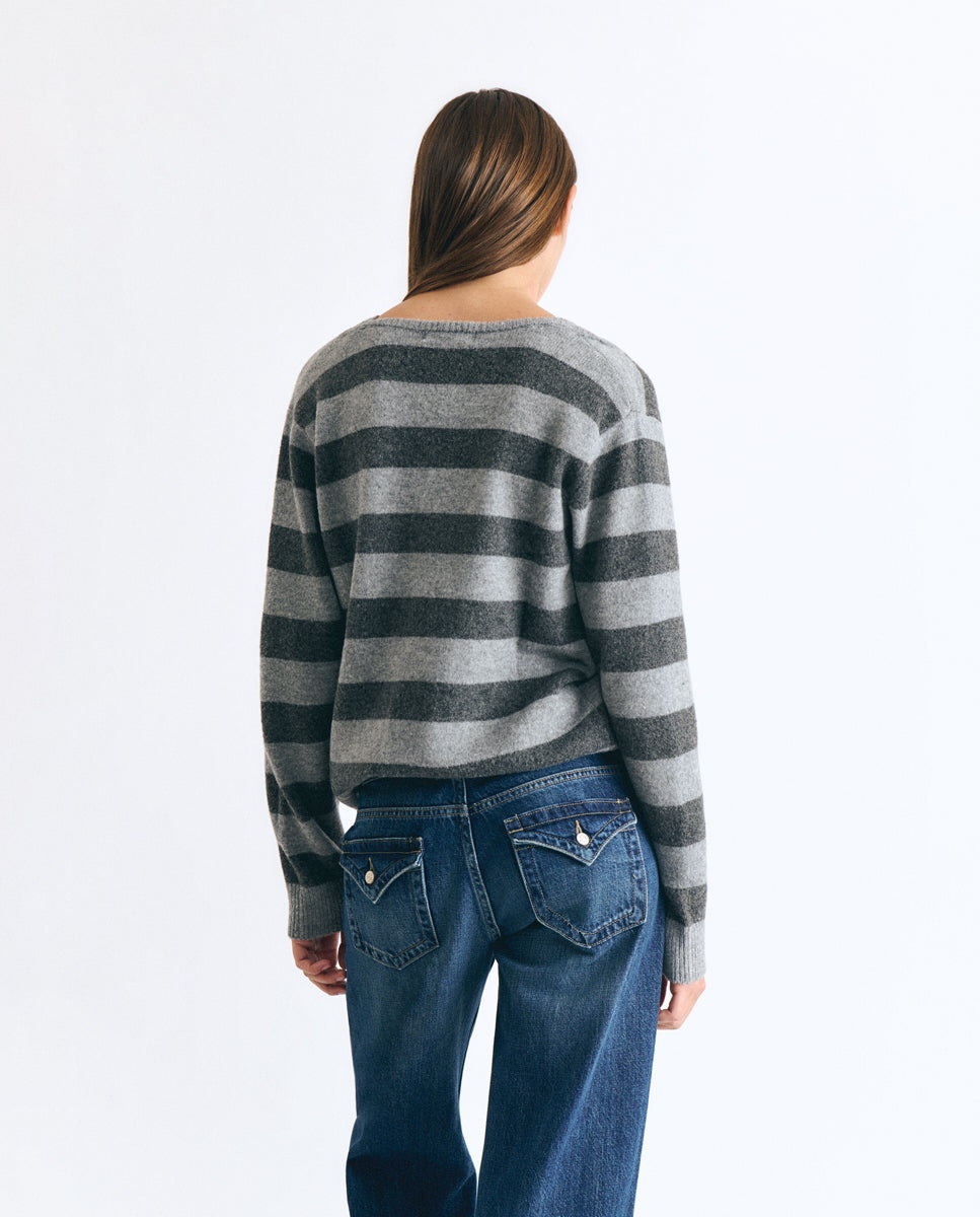 Jersey de mujer doble de rayas - Brownie - Gris Gris-2