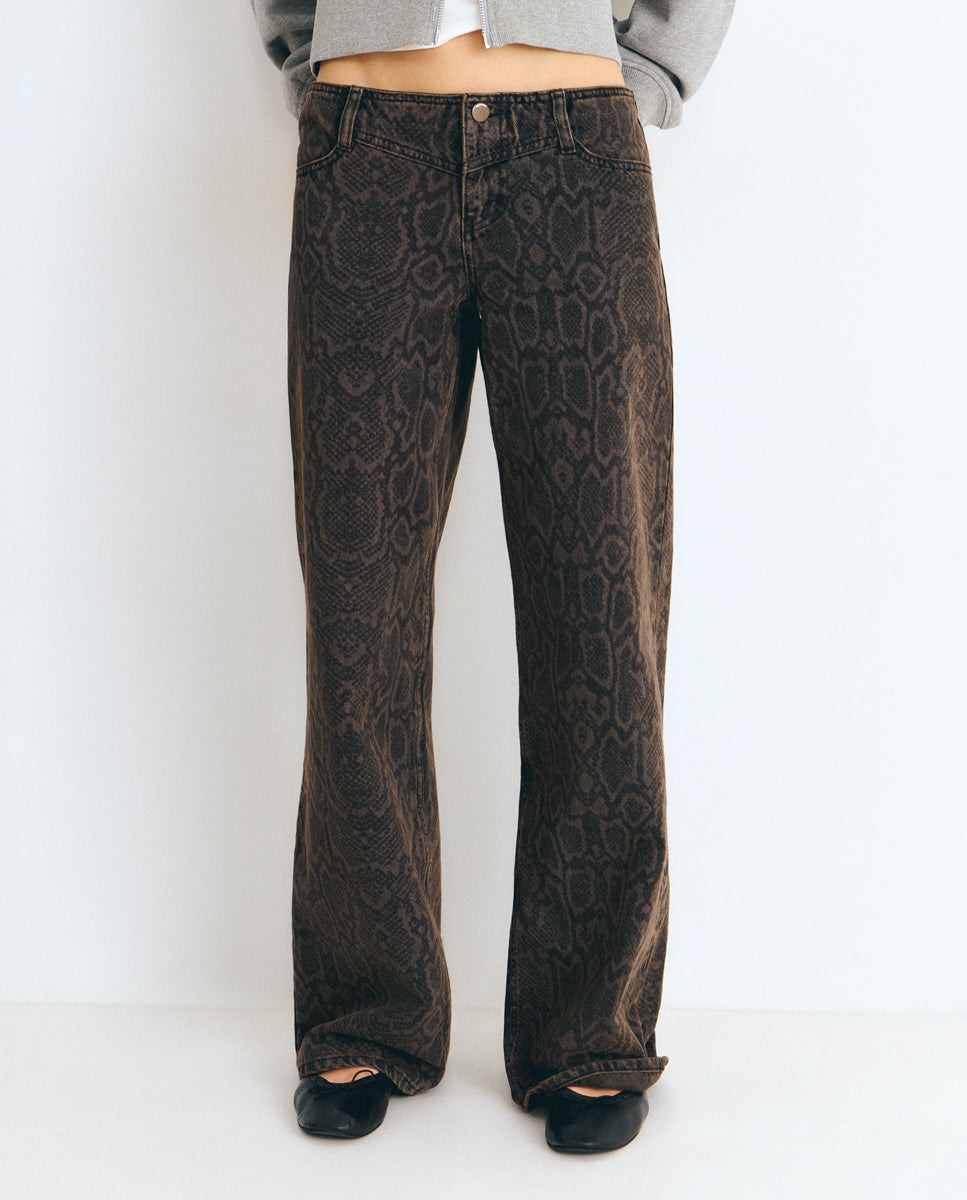Vaquero recto de mujer animal print - Brownie - Marrón Marrón-3