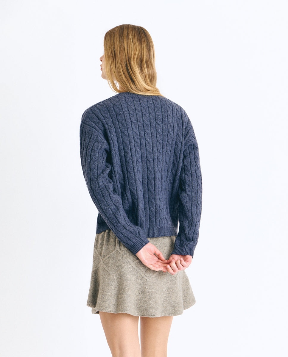 Imagen 2 de Jersey de mujer de punto de trenzas con perrito - Brownie - Azul Azul