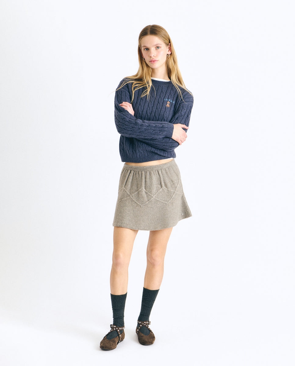 Imagen 3 de Jersey de mujer de punto de trenzas con perrito - Brownie - Azul Azul