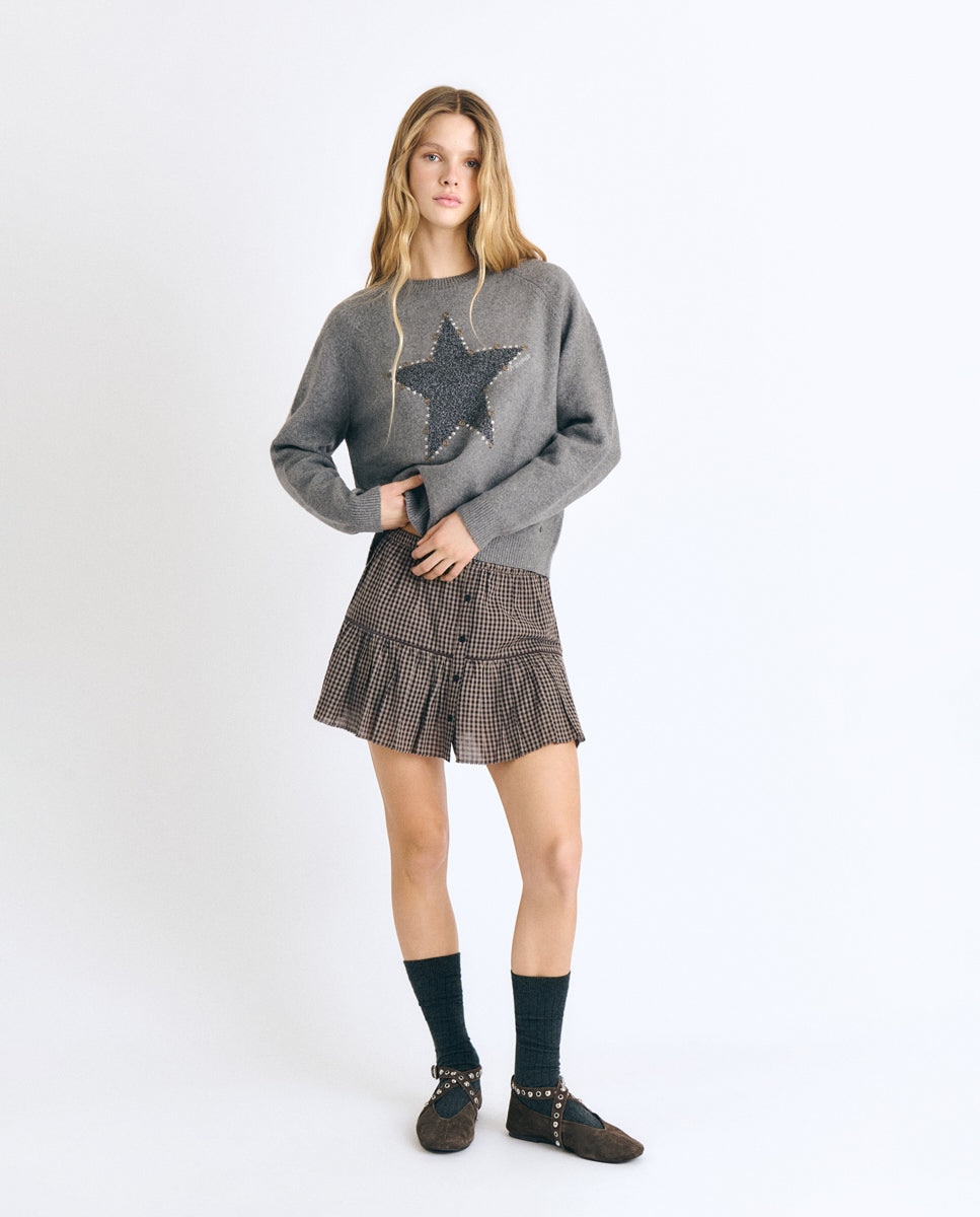 Imagen 2 de Jersey de mujer con estrella y tachas - Brownie - Gris Gris