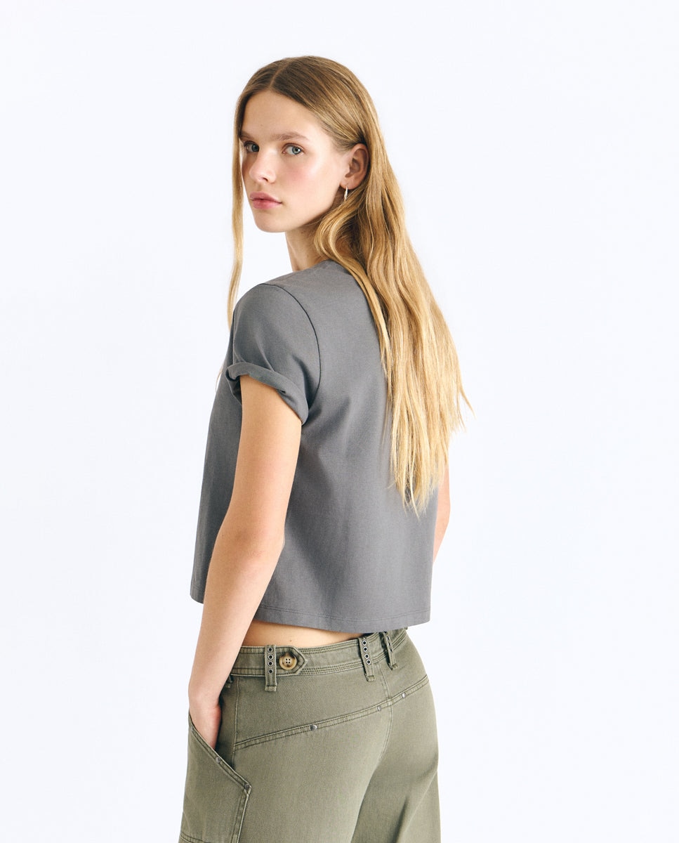 Imagen 2 de Camiseta de mujer con logo y tachas - Brownie - Antracita Antracita