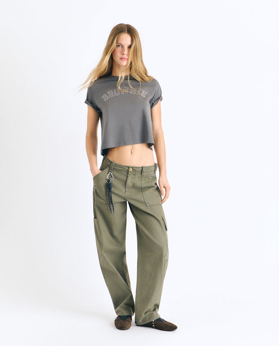 Imagen 3 de Camiseta de mujer con logo y tachas - Brownie - Antracita Antracita
