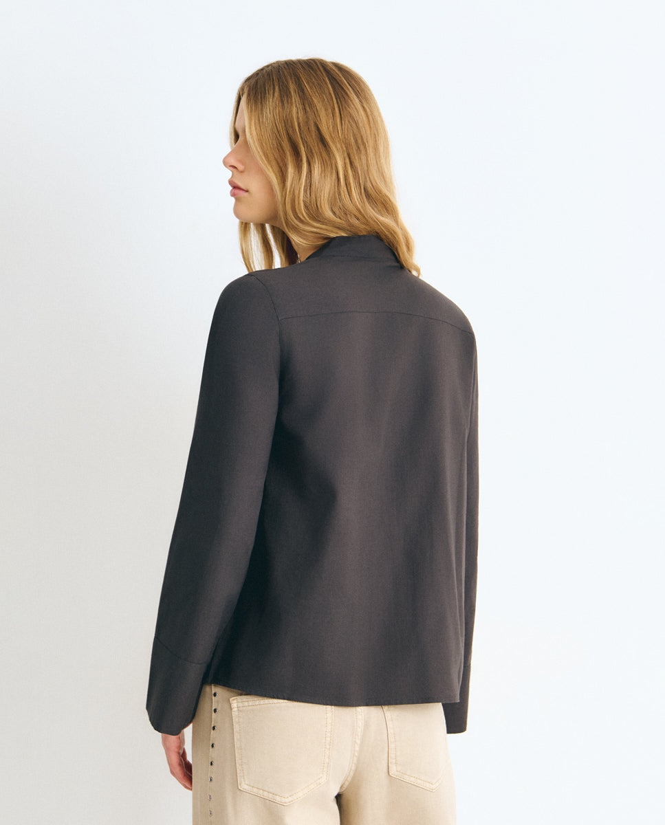 Blusa de mujer con botones tipo napoleón - Brownie - Negro Negro-2