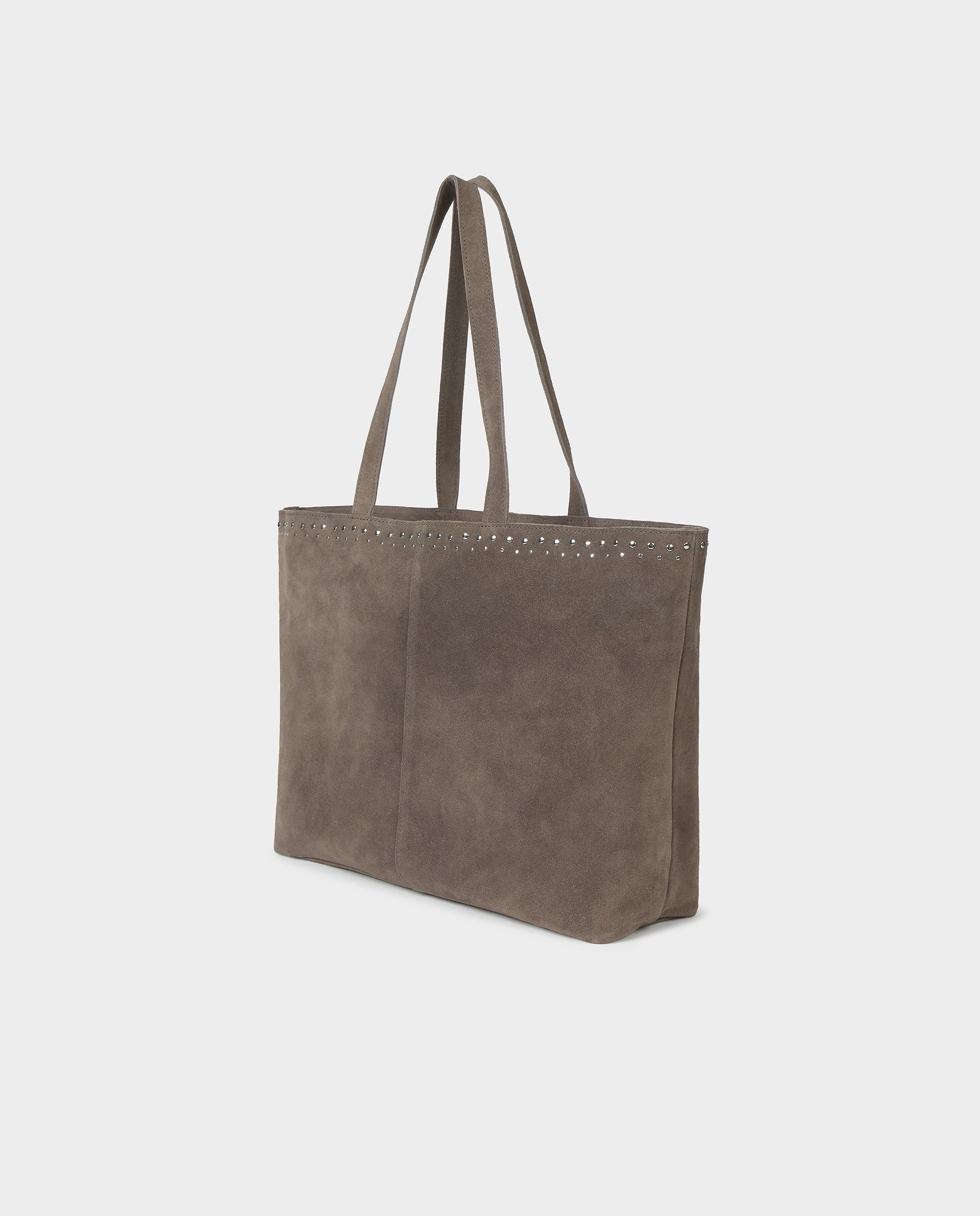 Bolso shopper de mujer con tachas - Brownie - Gris Gris-4
