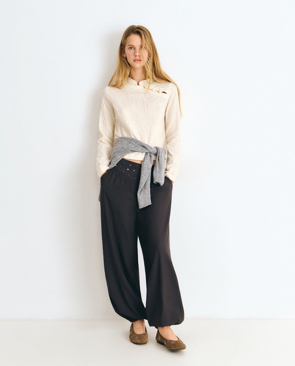 Blusa de mujer con detalle de botones - Brownie - Crudo Crudo-3