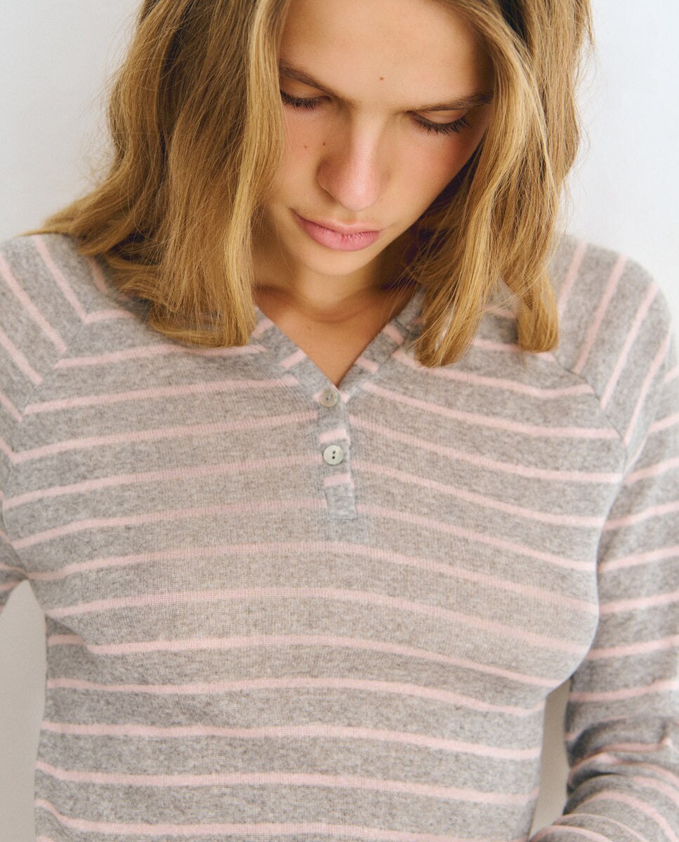 Camiseta de mujer de rayas con capucha - Brownie - Negro Negro-4