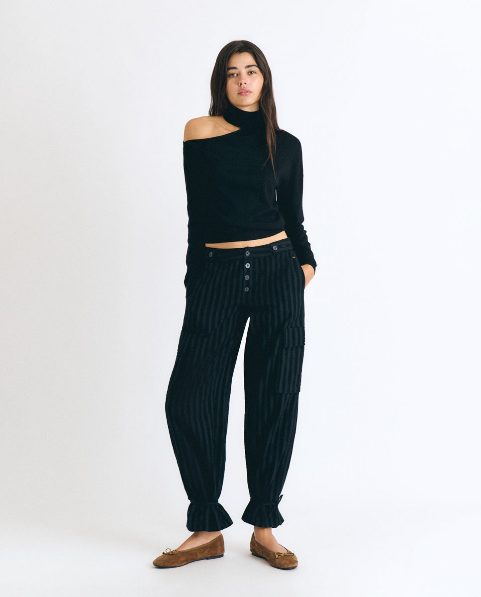 Imagen 3 de Jersey de mujer con abertura y cuello alto - Brownie - Negro Negro
