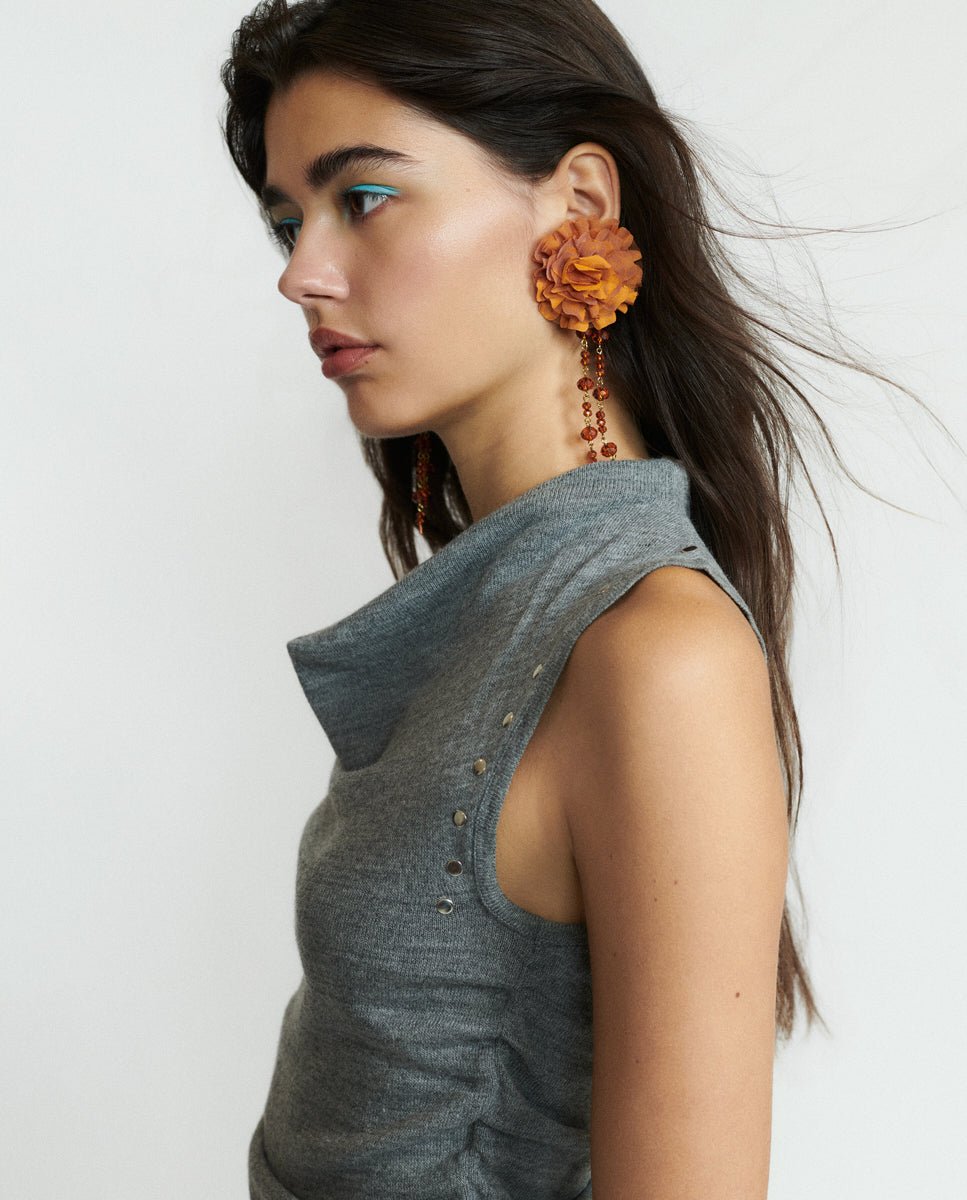 Imagen 2 de Pendientes flores naranjas - Brownie - Naranja Naranja