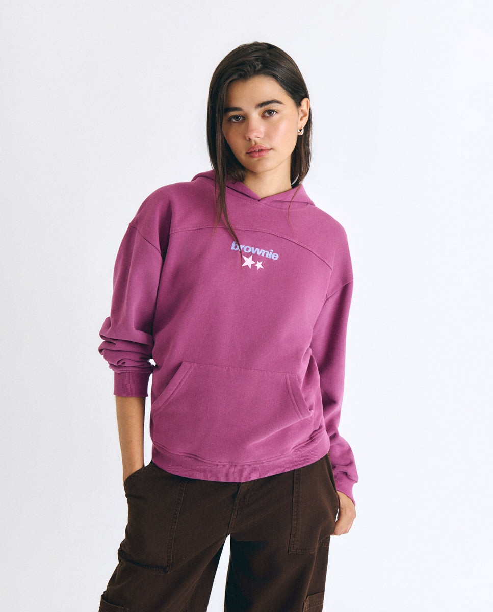 Sudadera de mujer con capucha y print estrellas - Brownie - Granate Granate-1