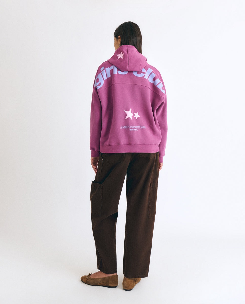 Sudadera de mujer con capucha y print estrellas - Brownie - Granate Granate-2