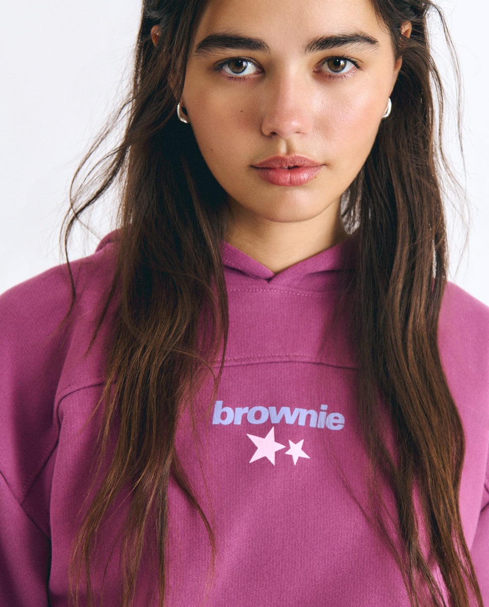 Sudadera de mujer con capucha y print estrellas - Brownie - Granate Granate-4