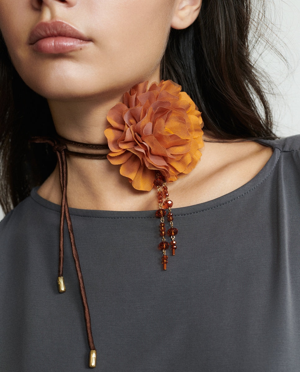 Imagen 2 de Choker flor - Brownie - Naranja Naranja
