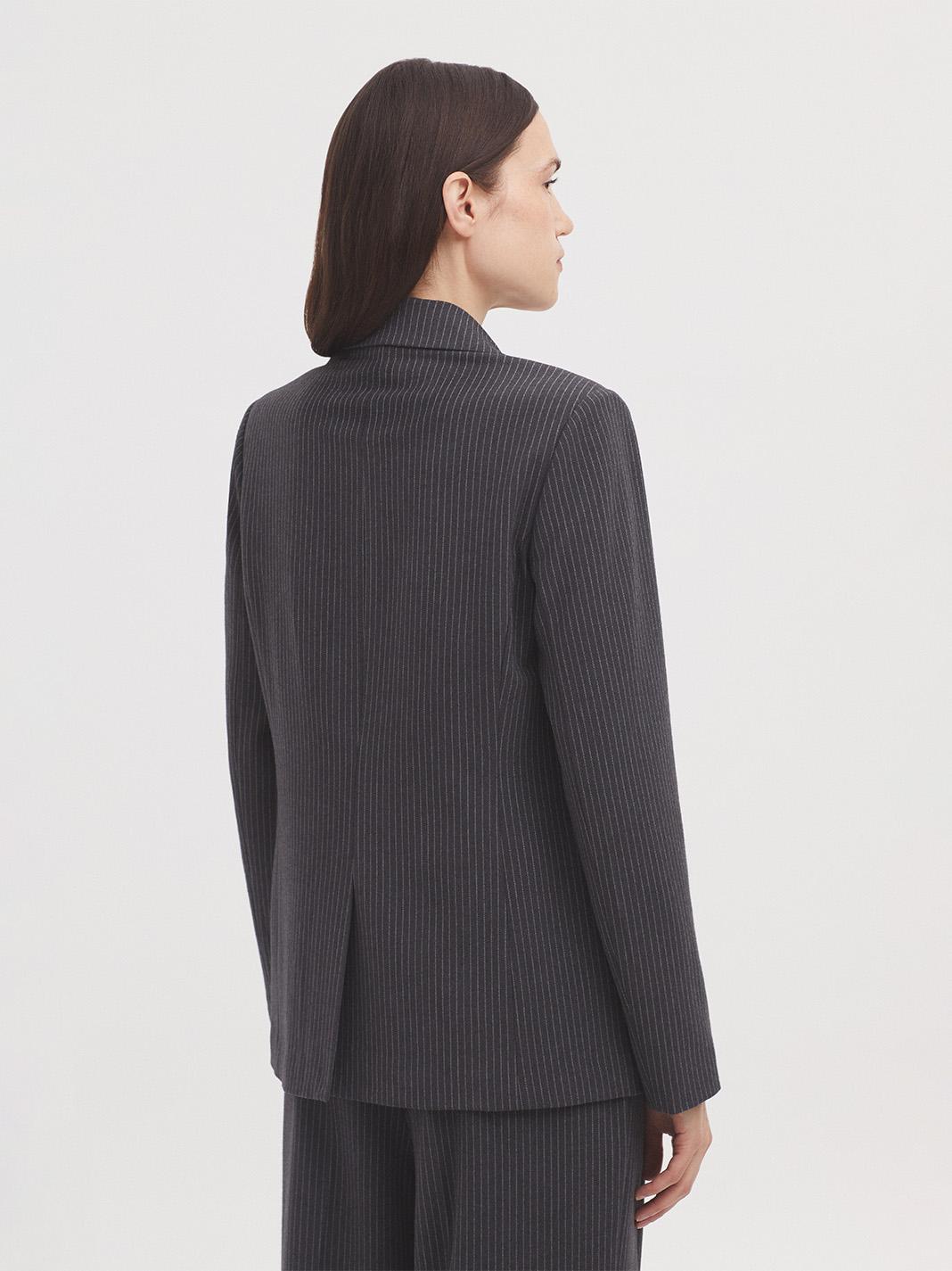 Blazer de mujer de rayas diplomáticas con cuello solapa - Nice Things - Gris Gris-2