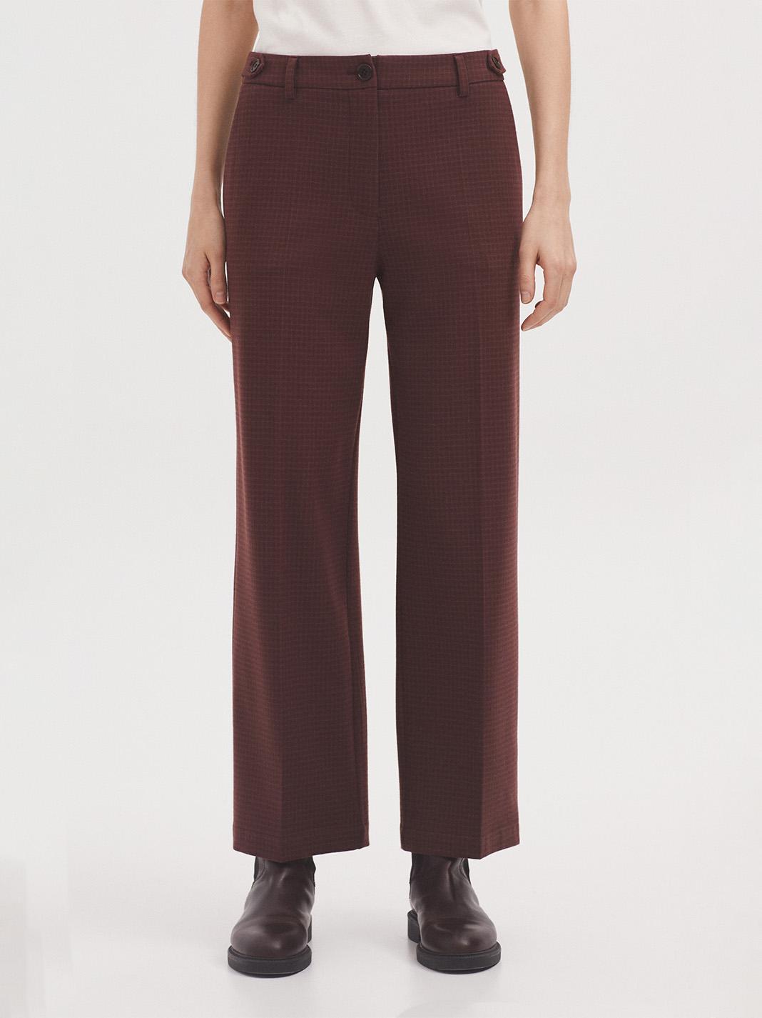 Pantalón recto de mujer liso con trabillas - Nice Things - Marrón Marrón-1