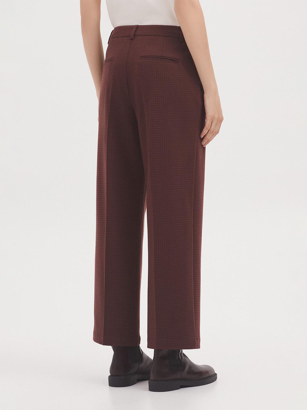 Pantalón recto de mujer liso con trabillas - Nice Things - Marrón Marrón-2