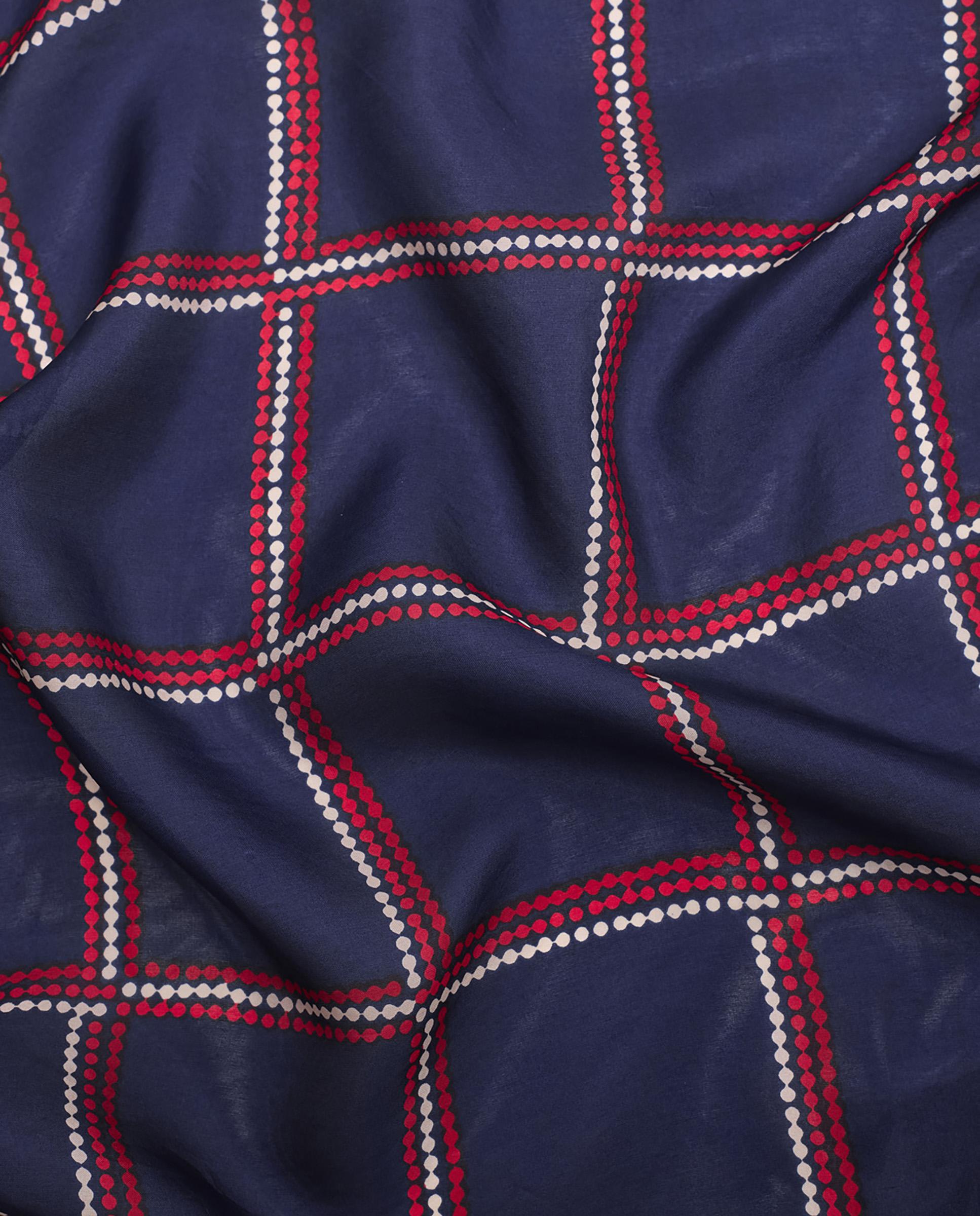Pañuelo de mujer 100% seda de cuadros - Nice Things - Azul marino Azul marino-4