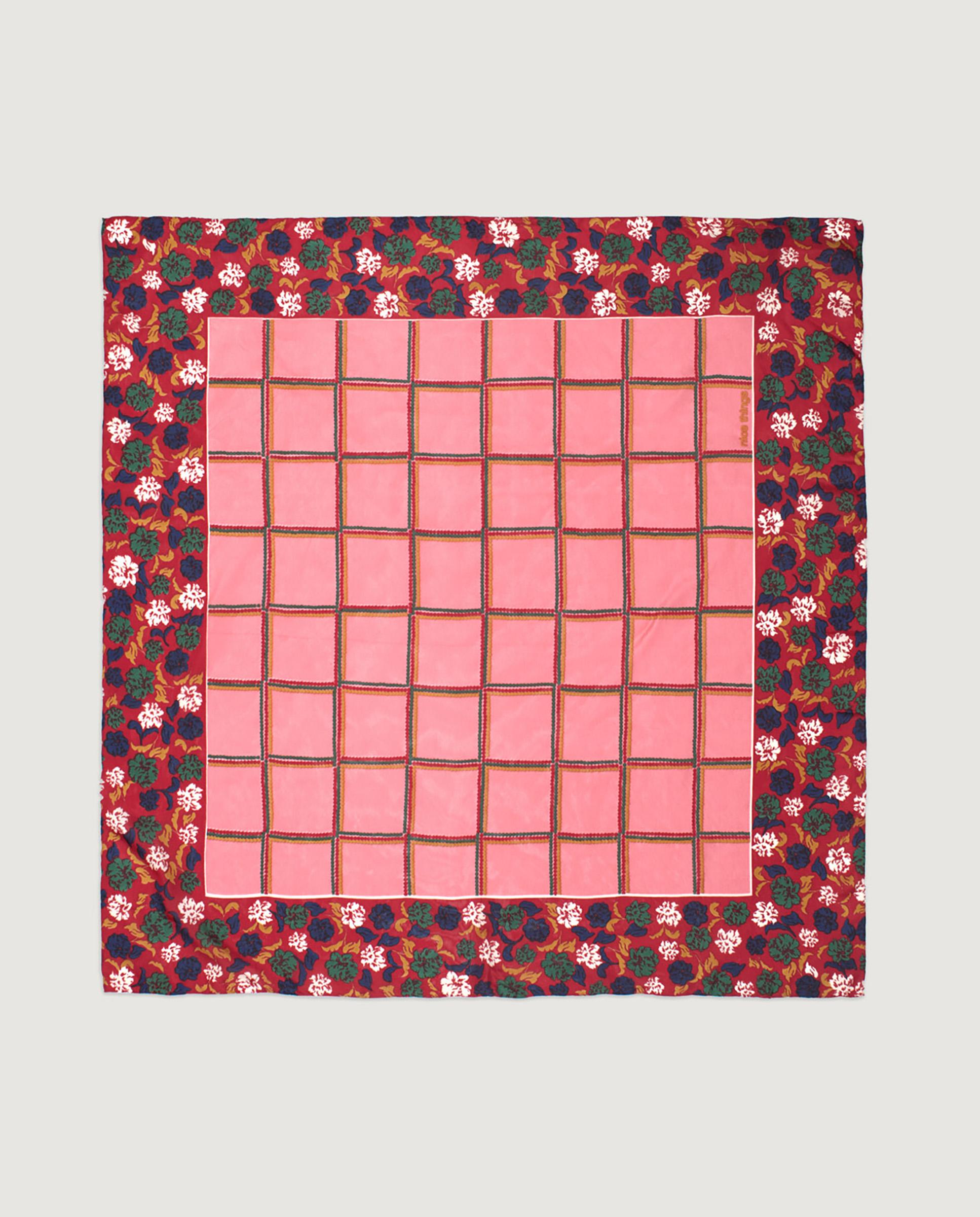 Pañuelo de mujer 100% seda de cuadros - Nice Things - Rojo Rojo-1
