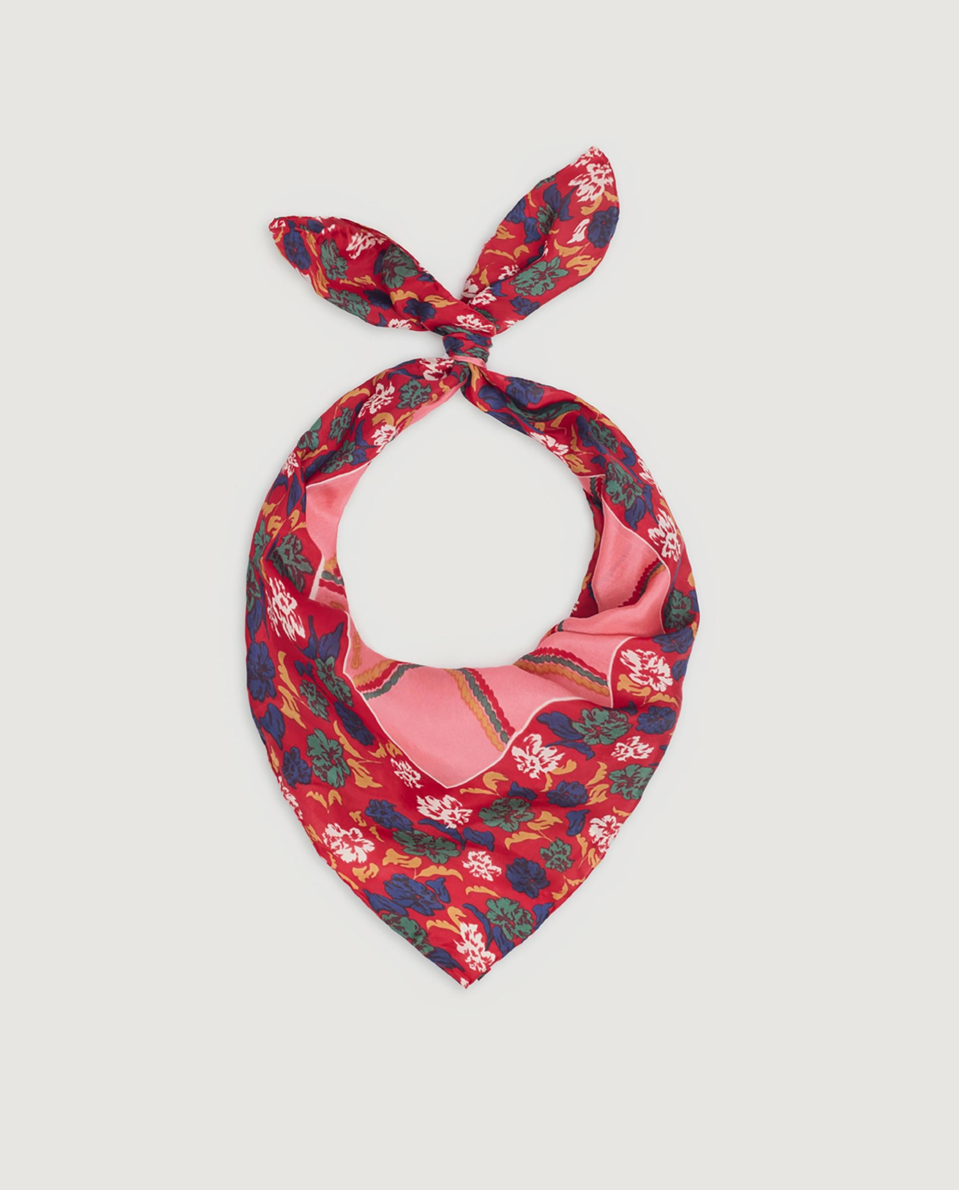 Pañuelo de mujer 100% seda de cuadros - Nice Things - Rojo Rojo-5