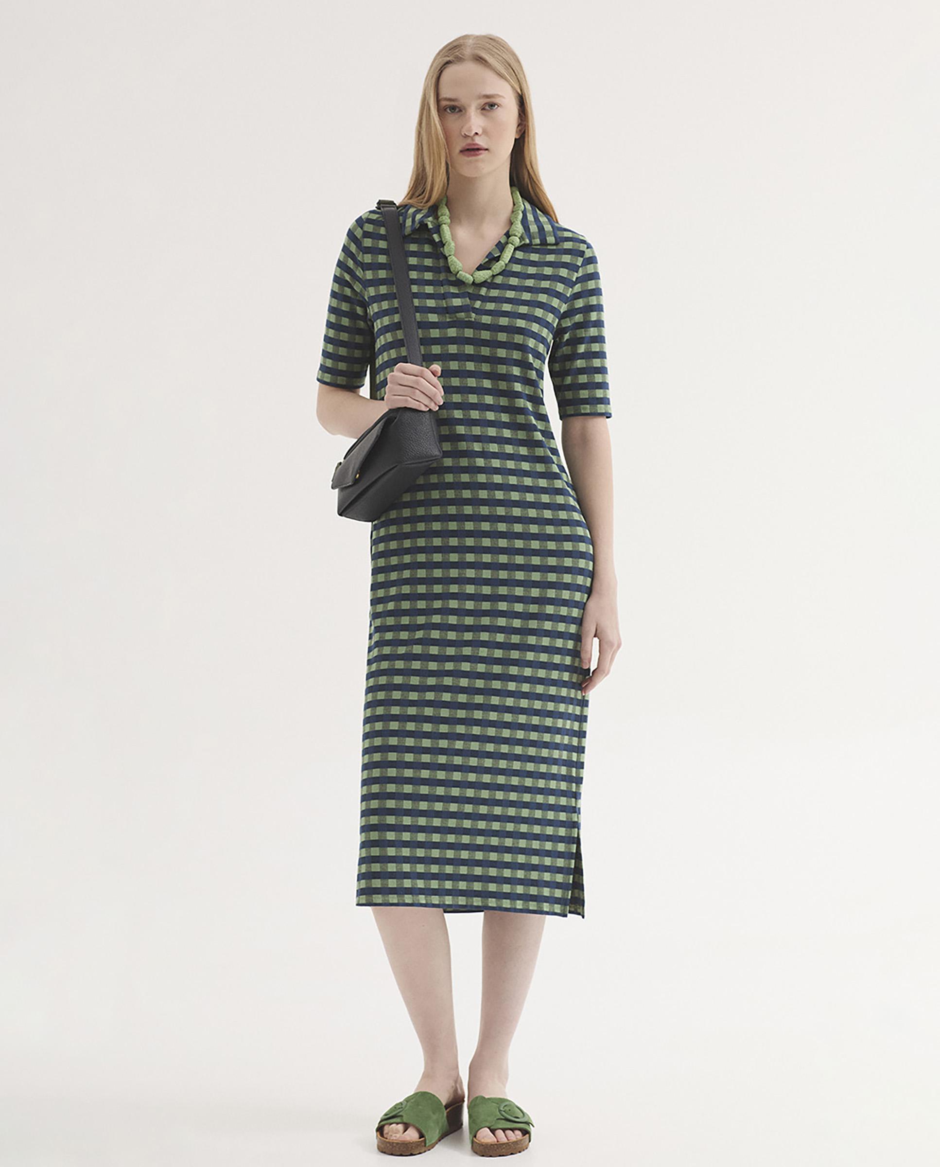 Nice Things - Vestido midi estilo camisero de cuadros.