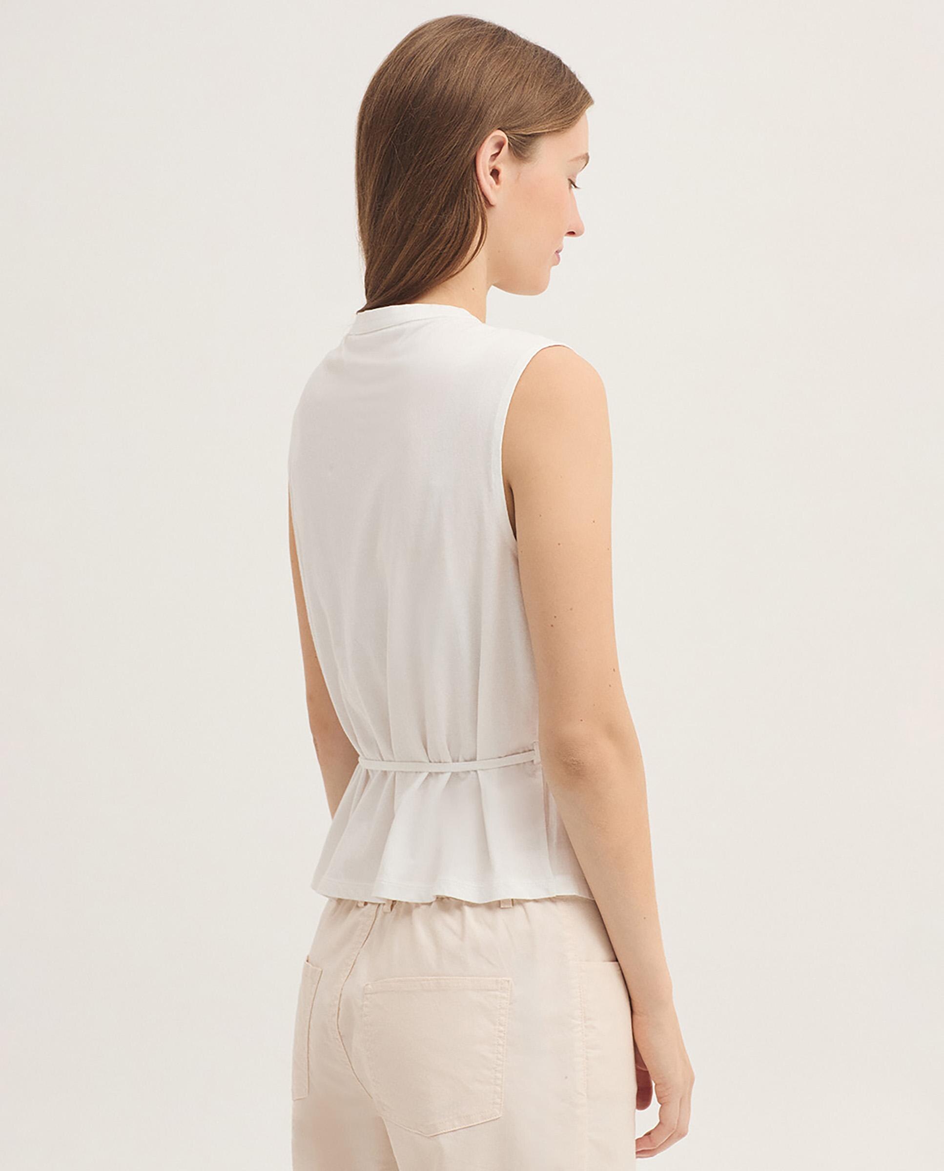 Camisa de mujer 100% algodón sin mangas - Nice Things - Blanco Blanco-5