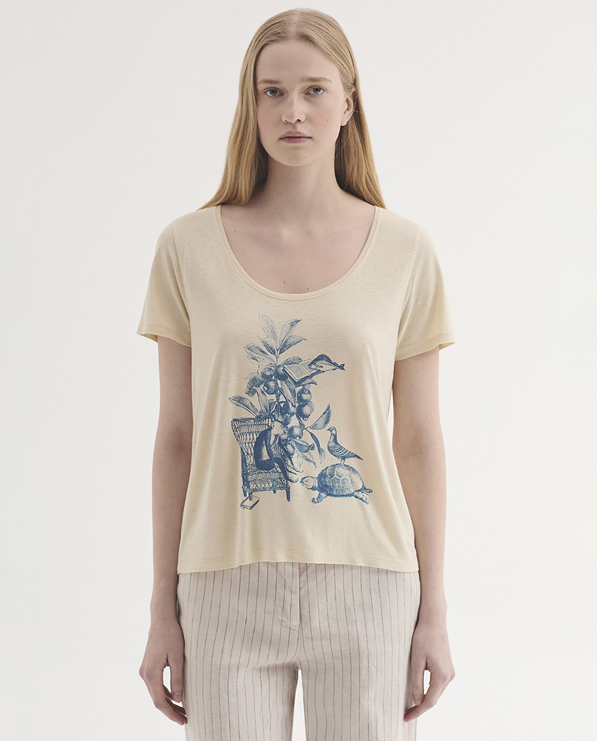 Nice Things - Camiseta de mujer de manga corta con estampado.
