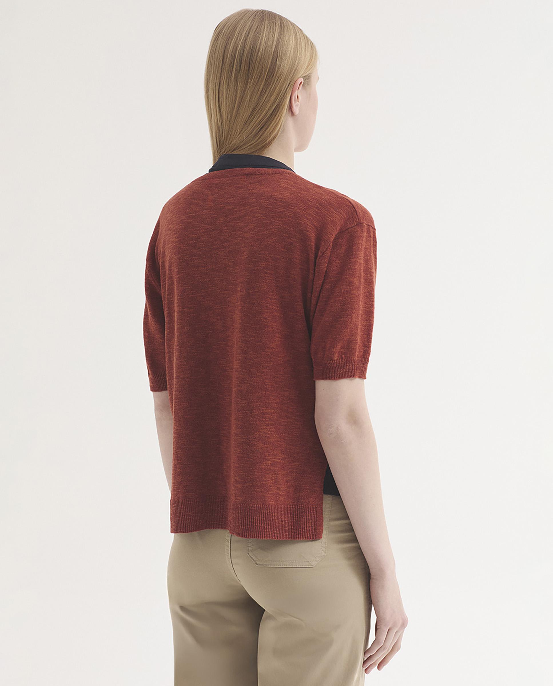 Jersey de mujer con lunares bordados y escote de pico - Nice Things - Marrón Marrón-4