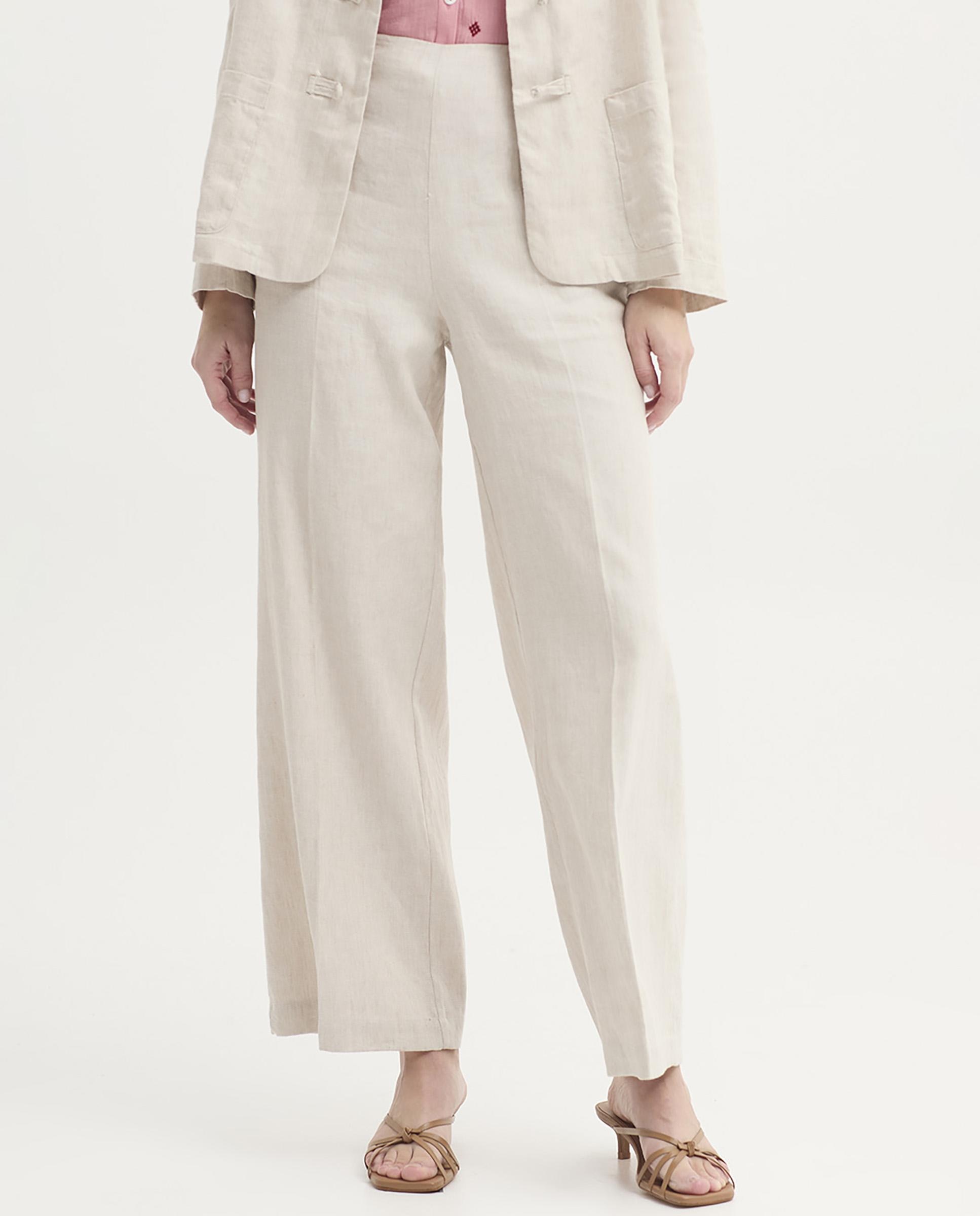 Nice Things - Pantalones anchos de mujer con cierre de cremallera y bolsillos laterales.