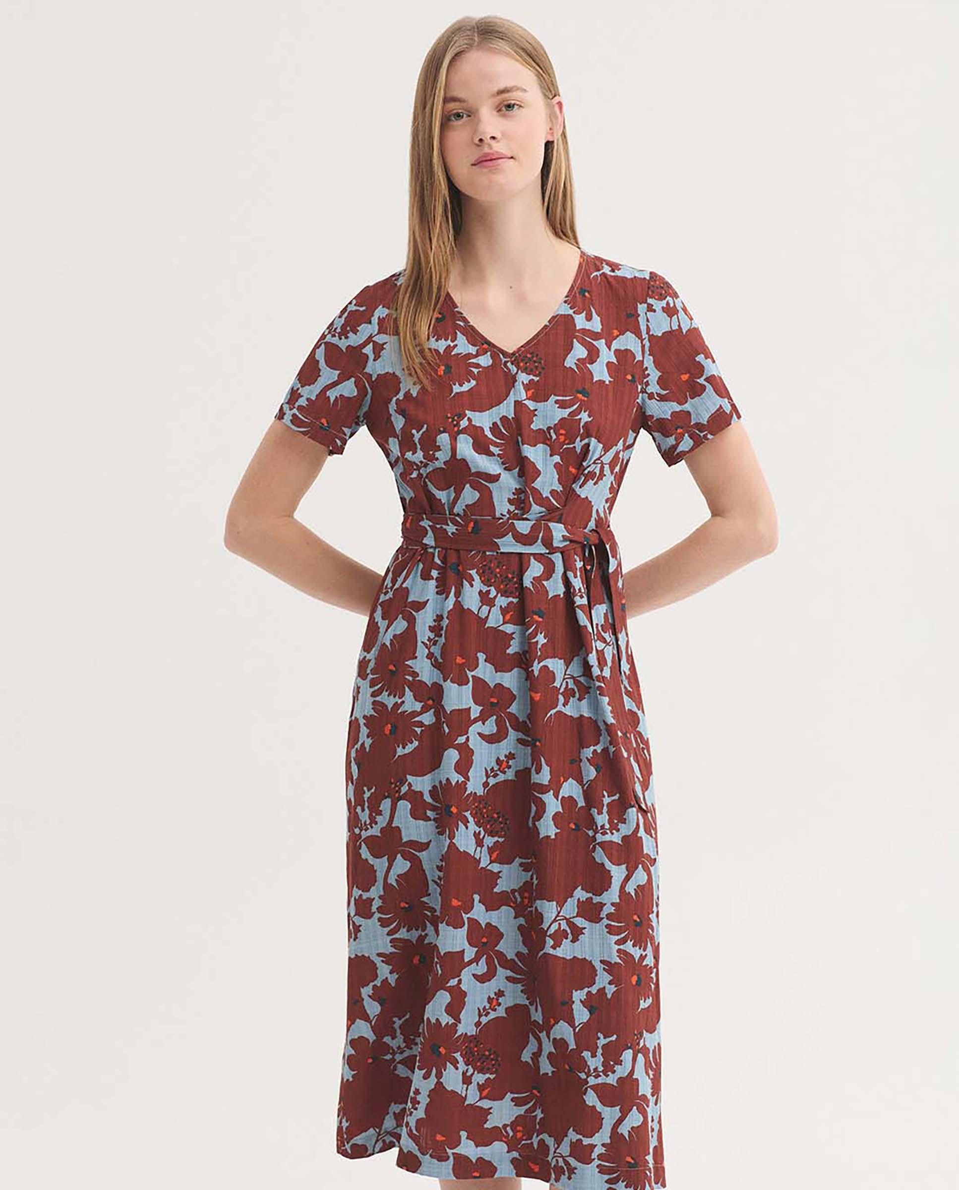Nice Things - Vestido midi con escote de pico y estampado de flores.