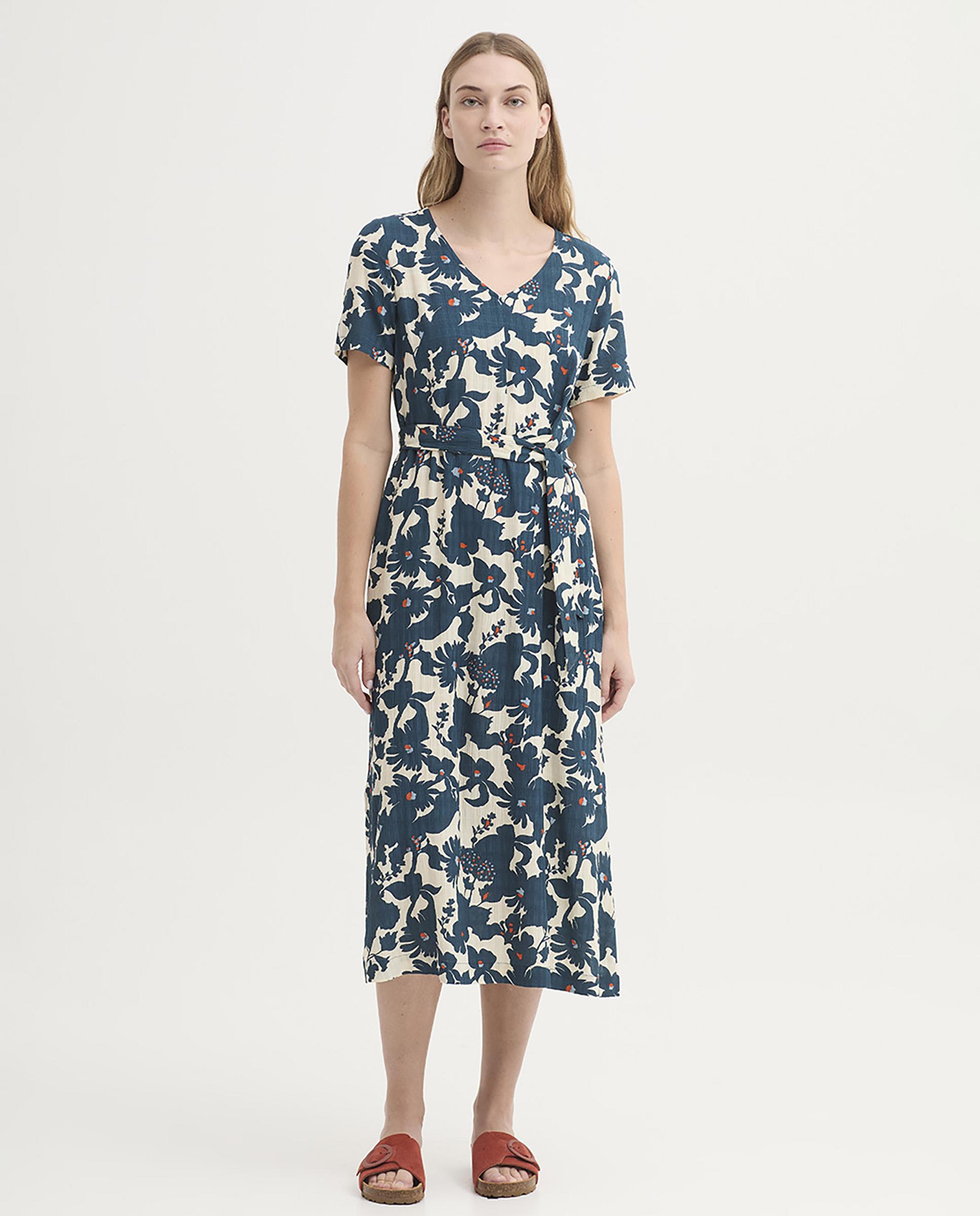 Nice Things - Vestido midi con estampado de flores y escote de pico.