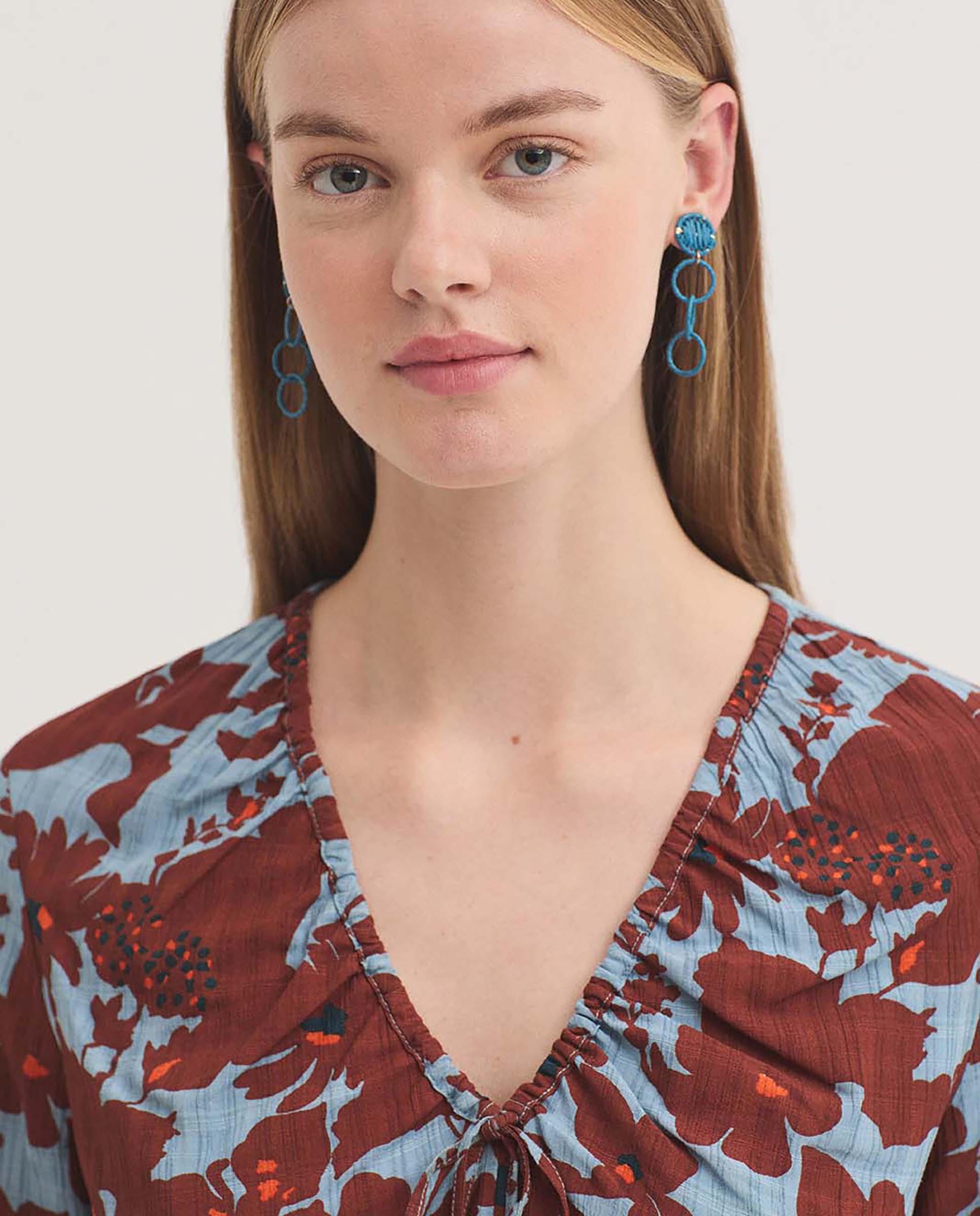 Top de mujer con estampado de flores y escote de pico - Nice Things - Multicolor Multicolor-2