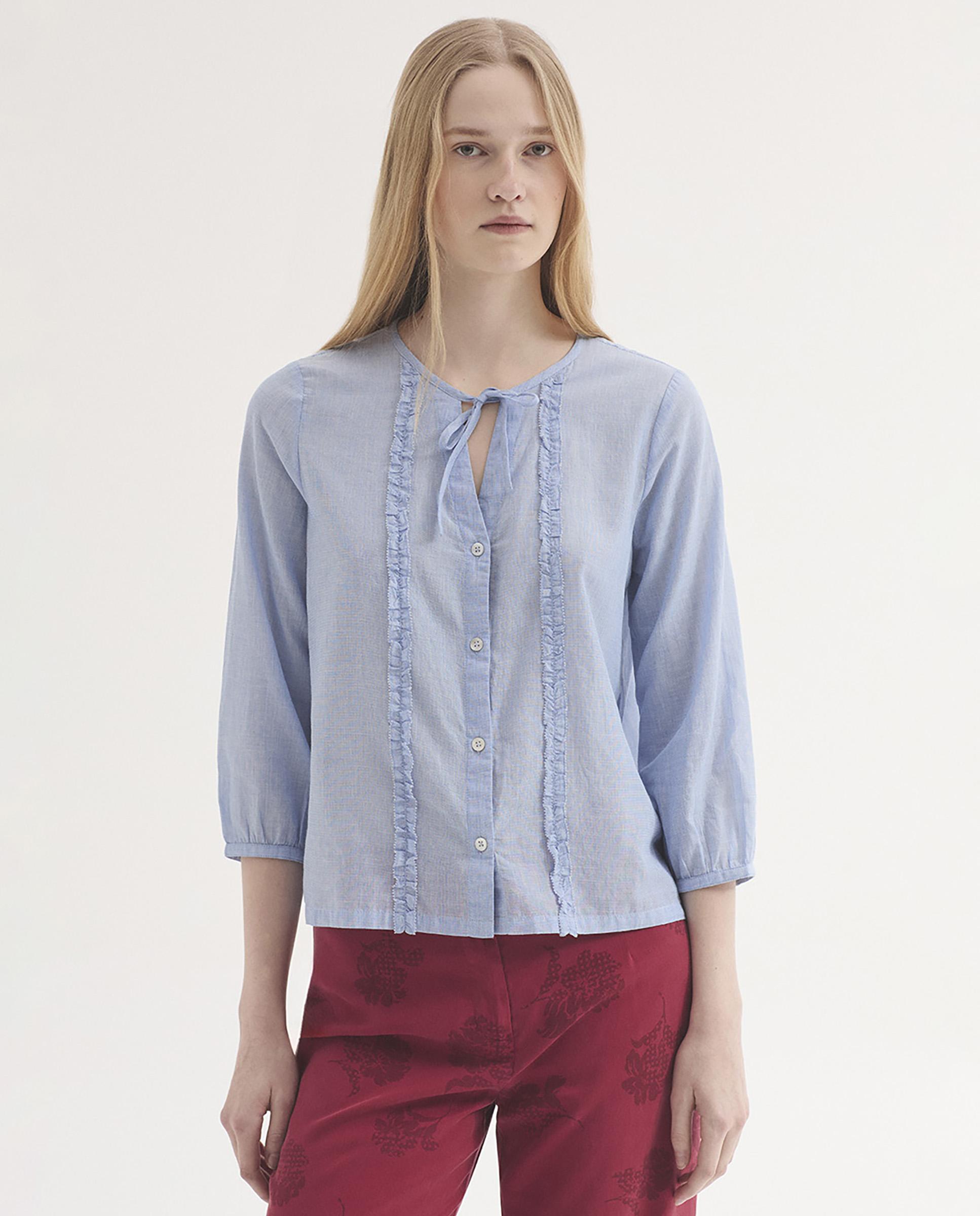 Nice Things - Blusa de mujer 100% algodón con mini volantes.