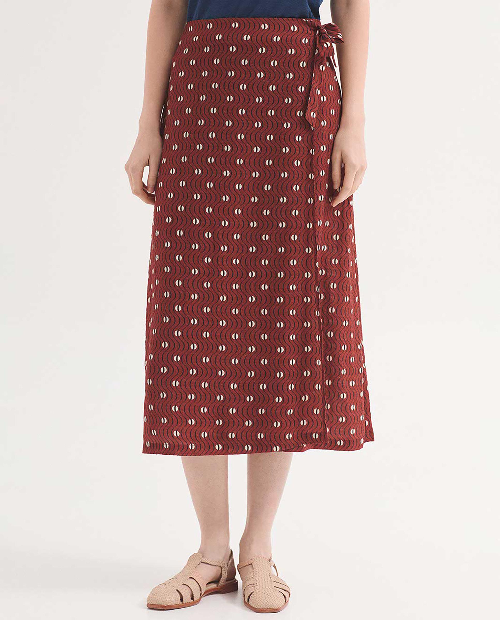 Nice Things - Falda midi con lunares y cinturón para ajustar.