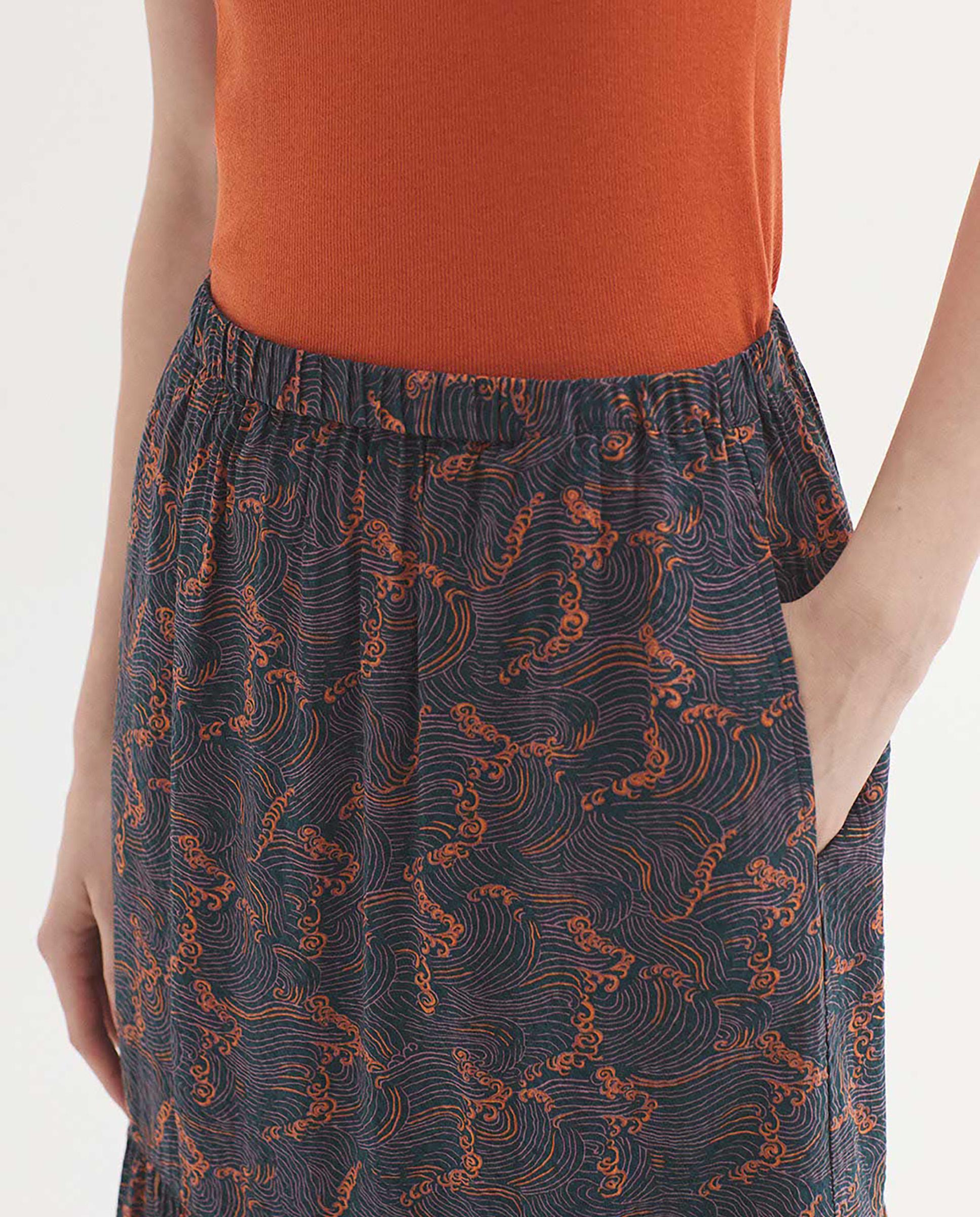 Falda midi con volantes y estampados - Nice Things - Azul marino Azul marino-2