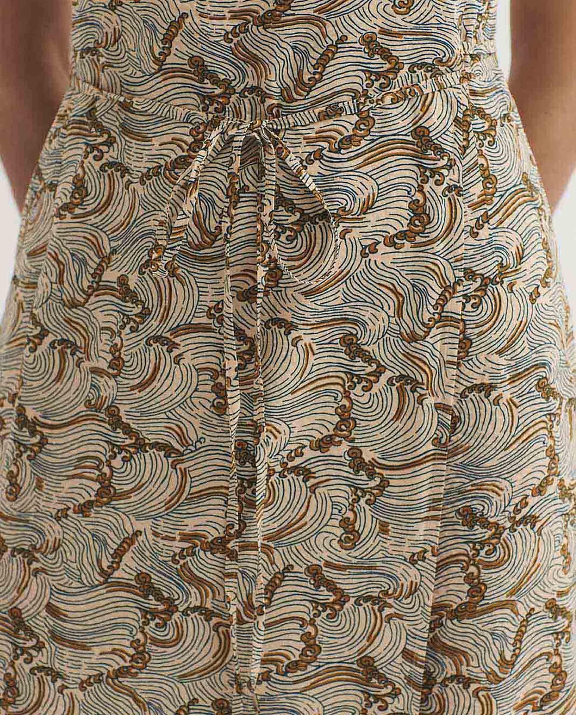 Vestido midi estampado con tirantes - Nice Things - Beige/Marrón Beige/Marrón-3