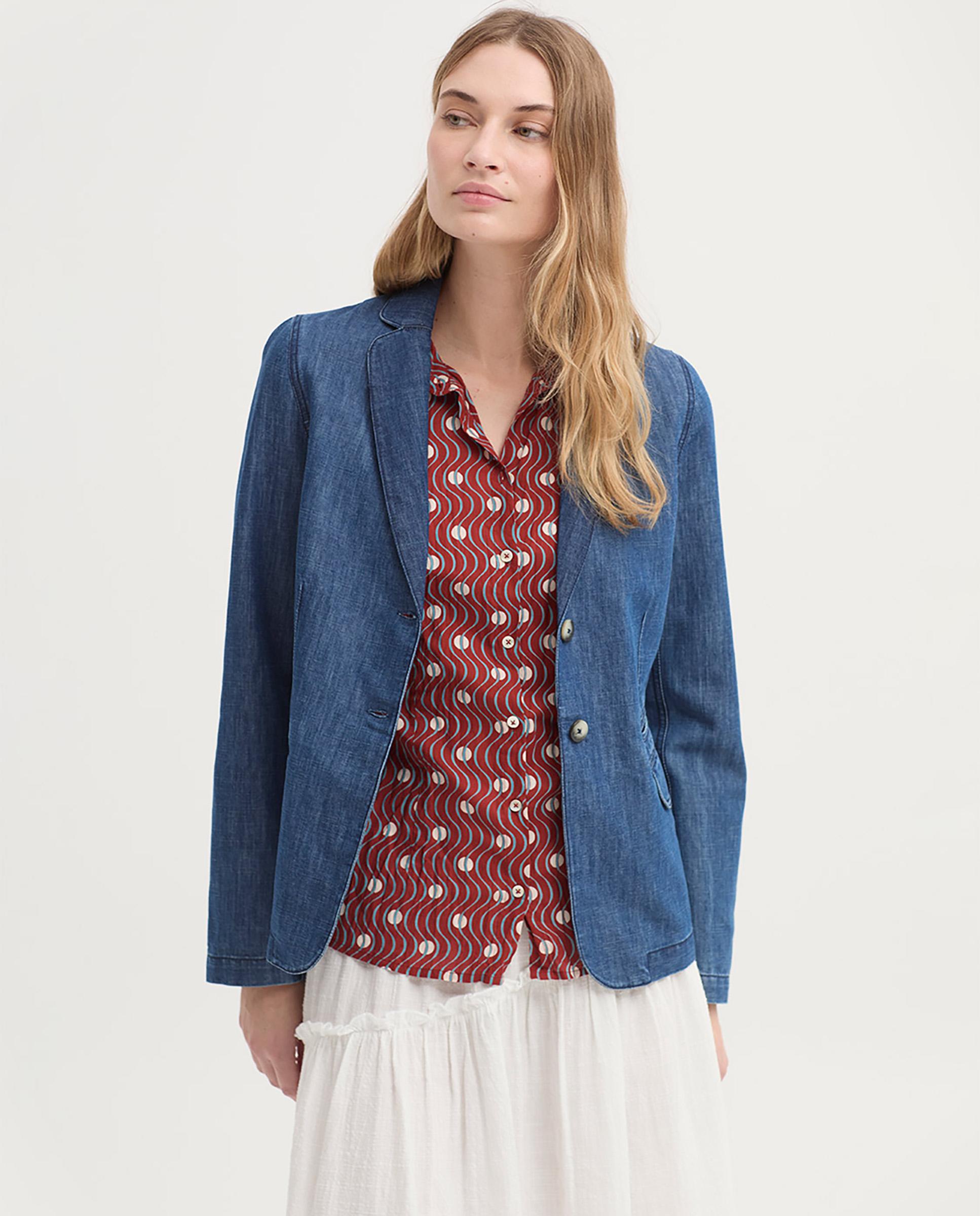Nice Things - Blazer de mujer denim con cierre de botón.