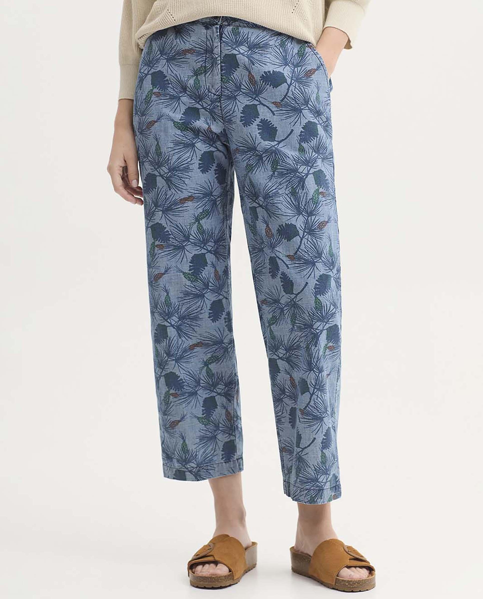 Nice Things - Pantalones rectos de mujer 100% algodón estampado.