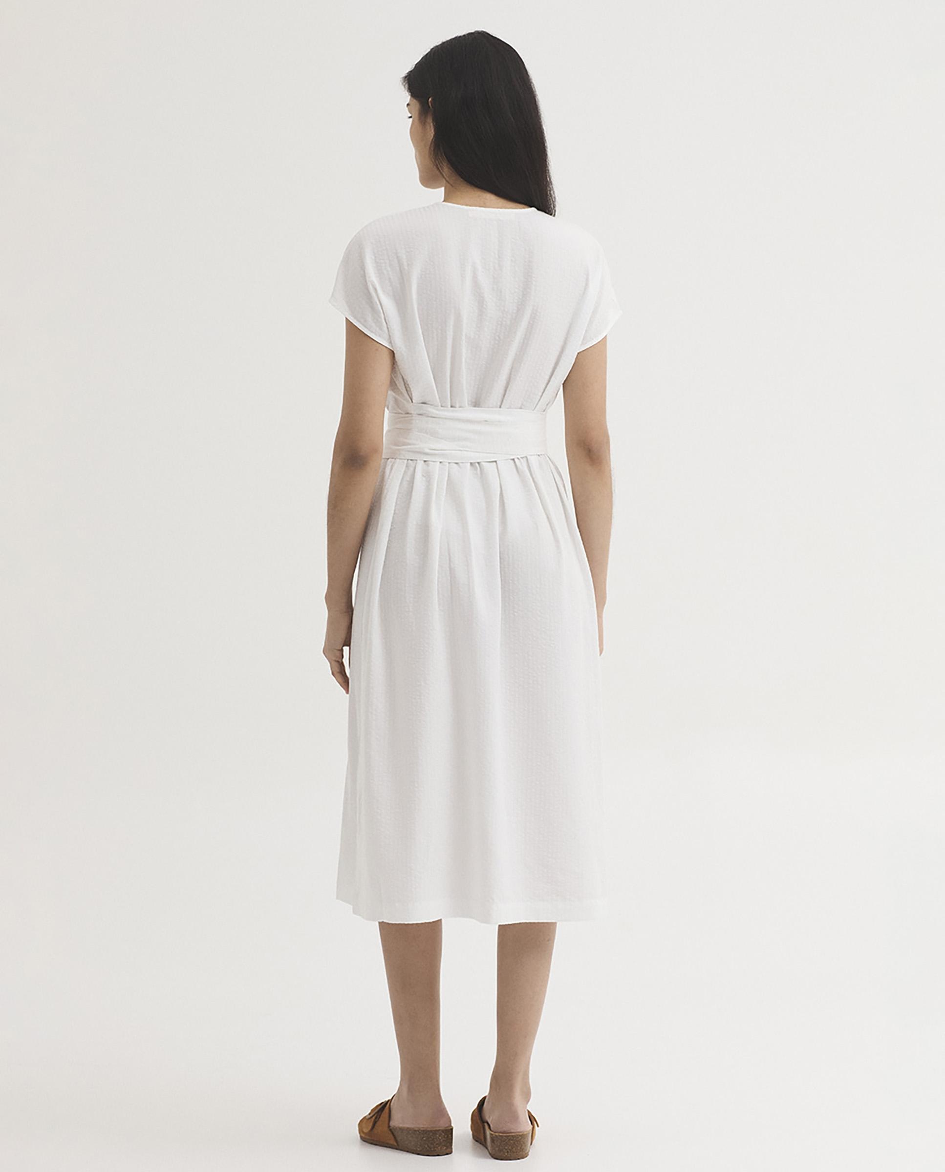 Vestido midi envolvente con escote de pico - Nice Things - Blanco Blanco-4
