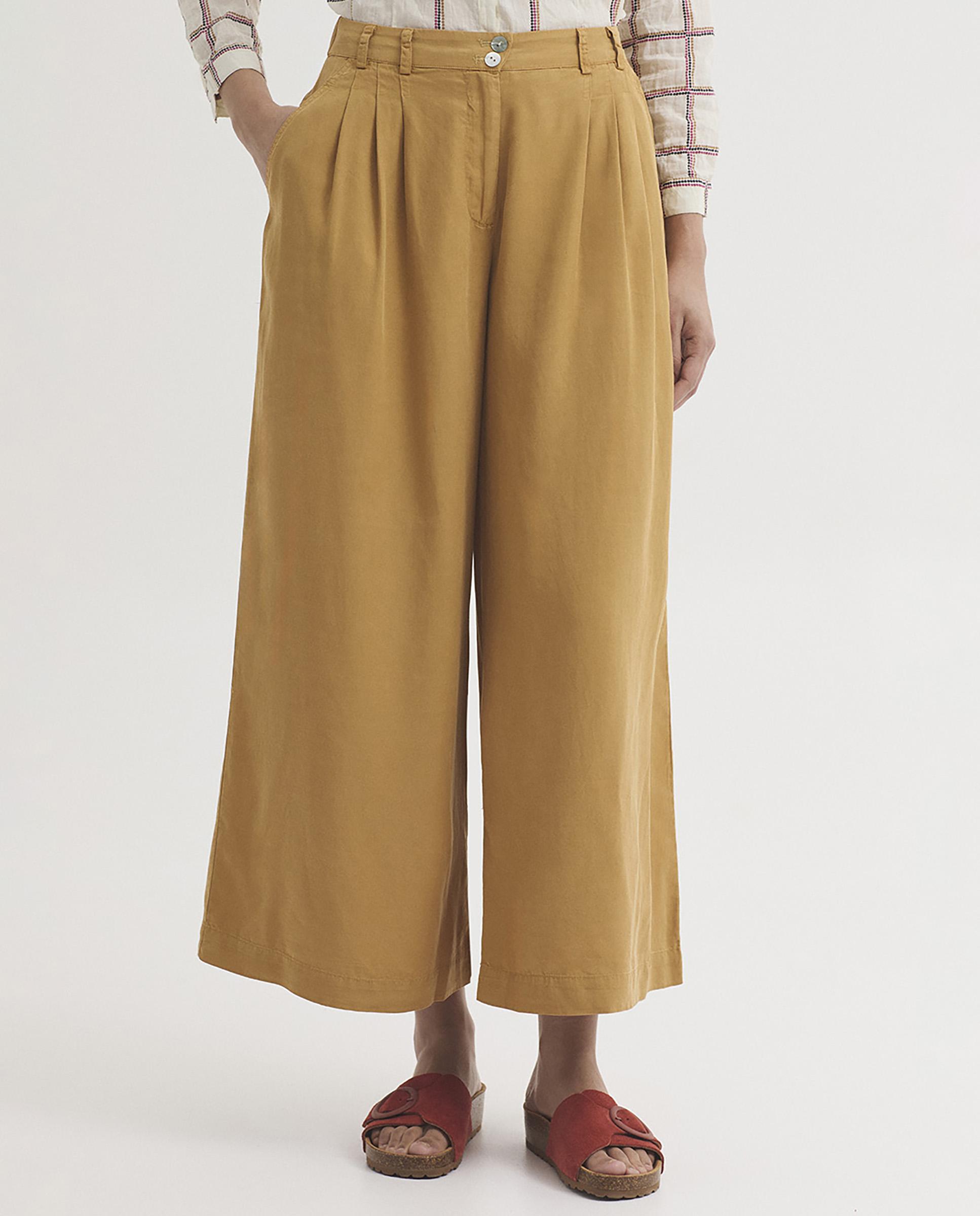 Nice Things - Pantalones rectos de mujer fluido con cierre de cremallera.