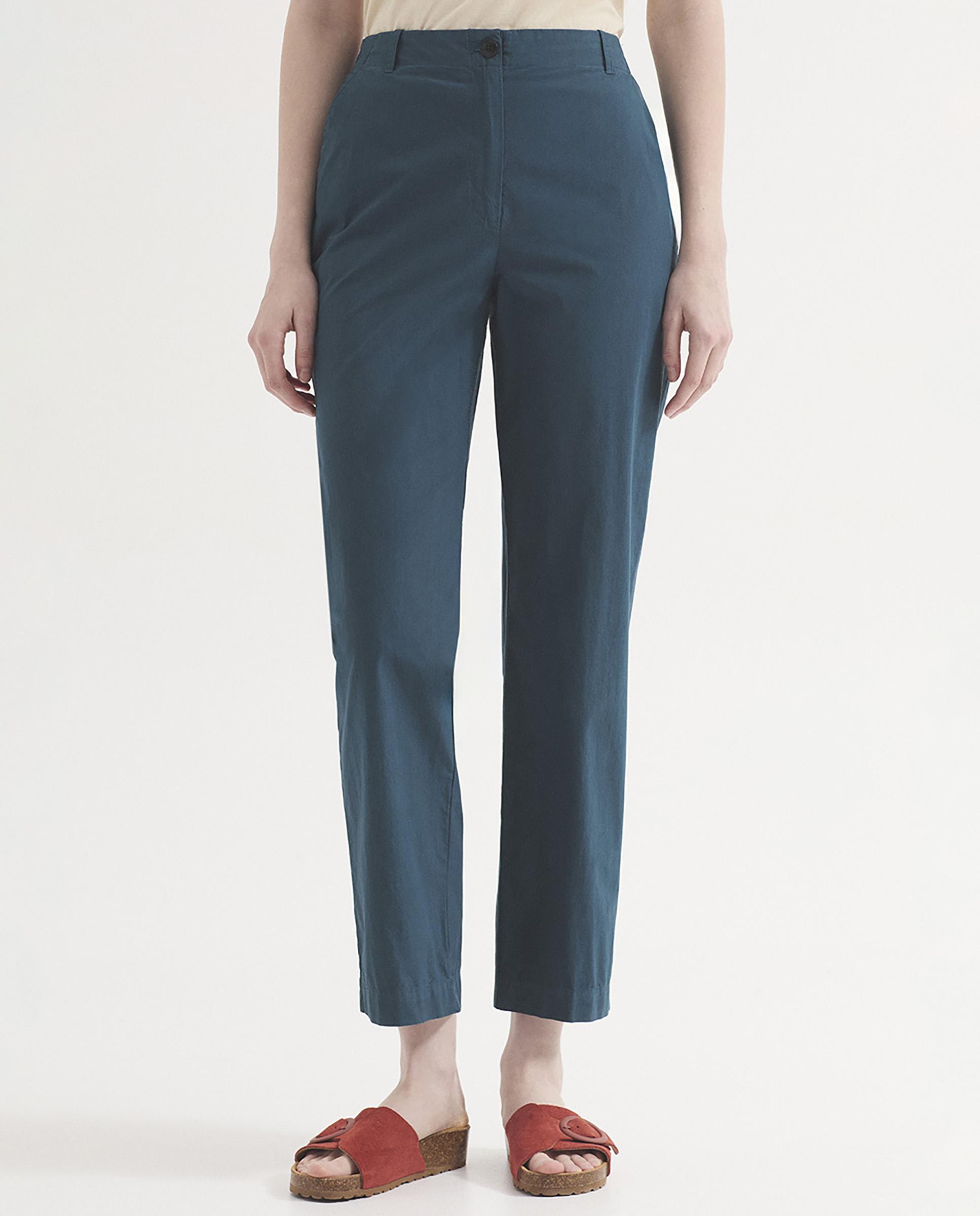 Nice Things - Pantalones rectos de mujer 100% algodón con bolsillos.