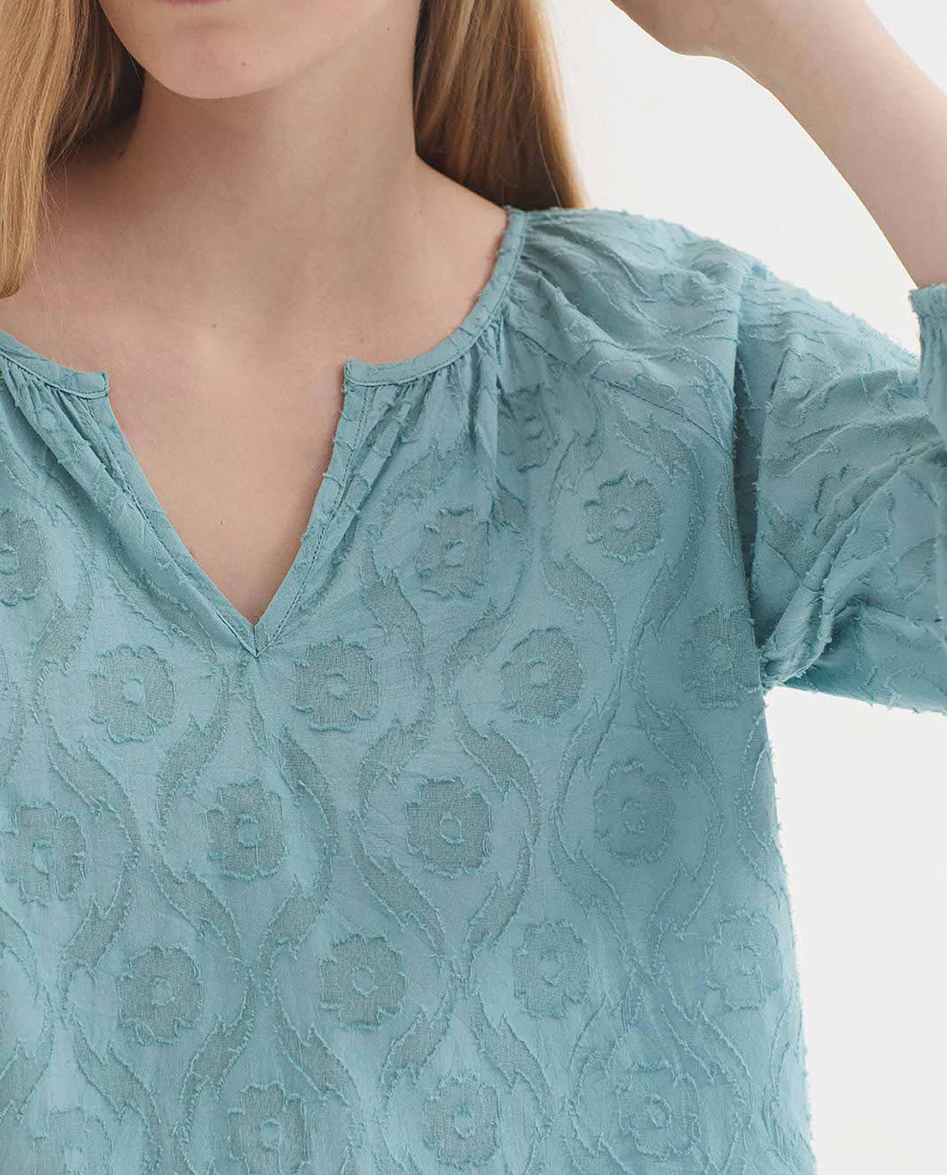 Blusa de mujer 100% algodón con cuello redondo - Nice Things - Azul claro Azul claro-3