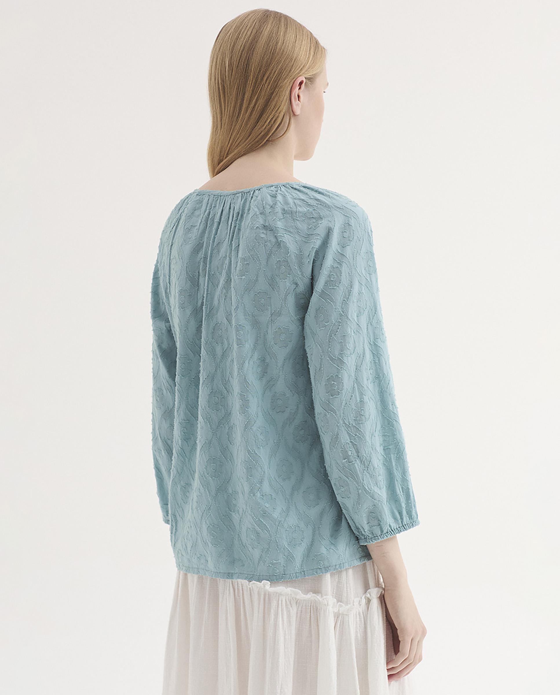 Blusa de mujer 100% algodón con cuello redondo - Nice Things - Azul claro Azul claro-4