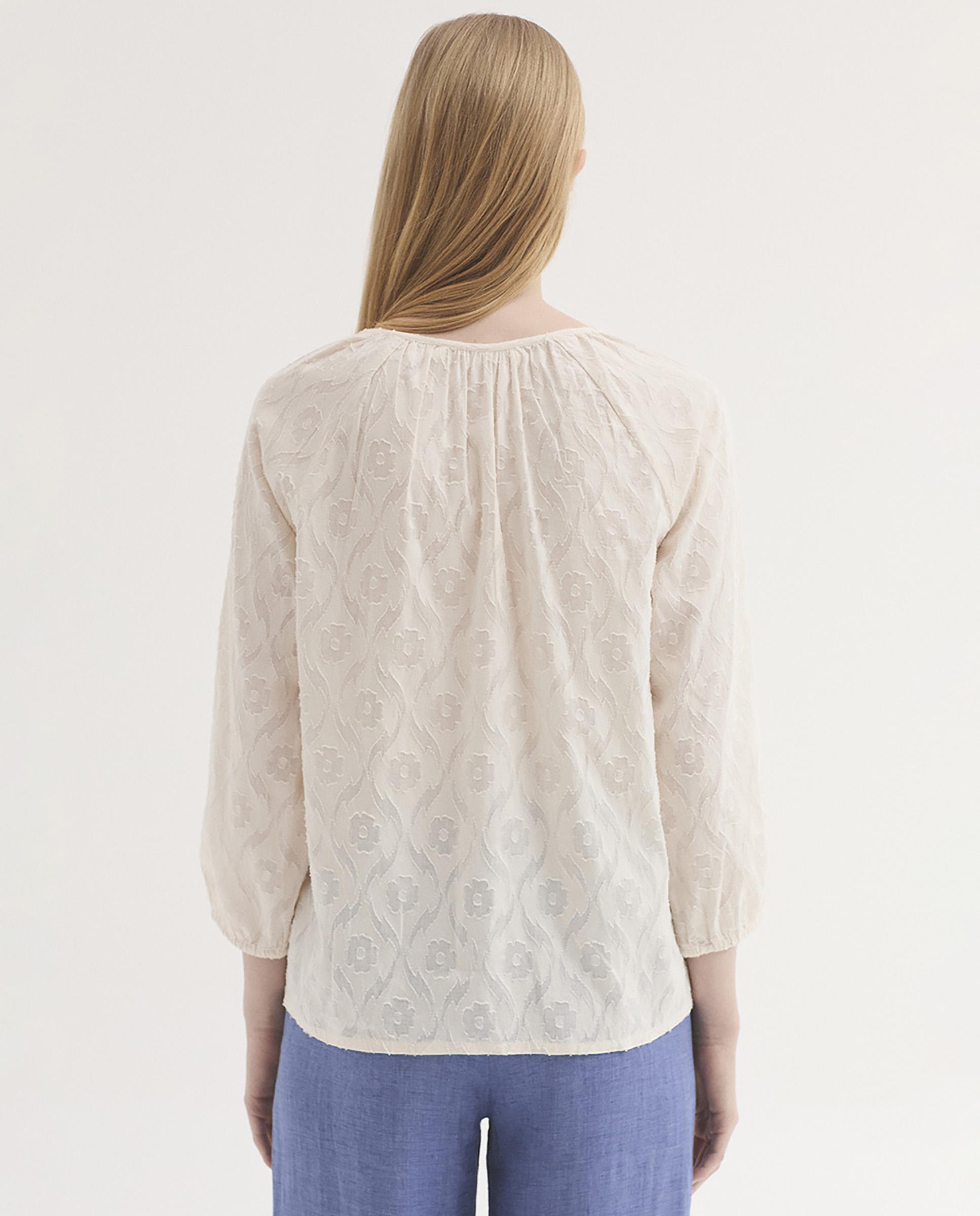 Blusa de mujer 100% algodón con cuello redondo - Nice Things - Crudo Crudo-4
