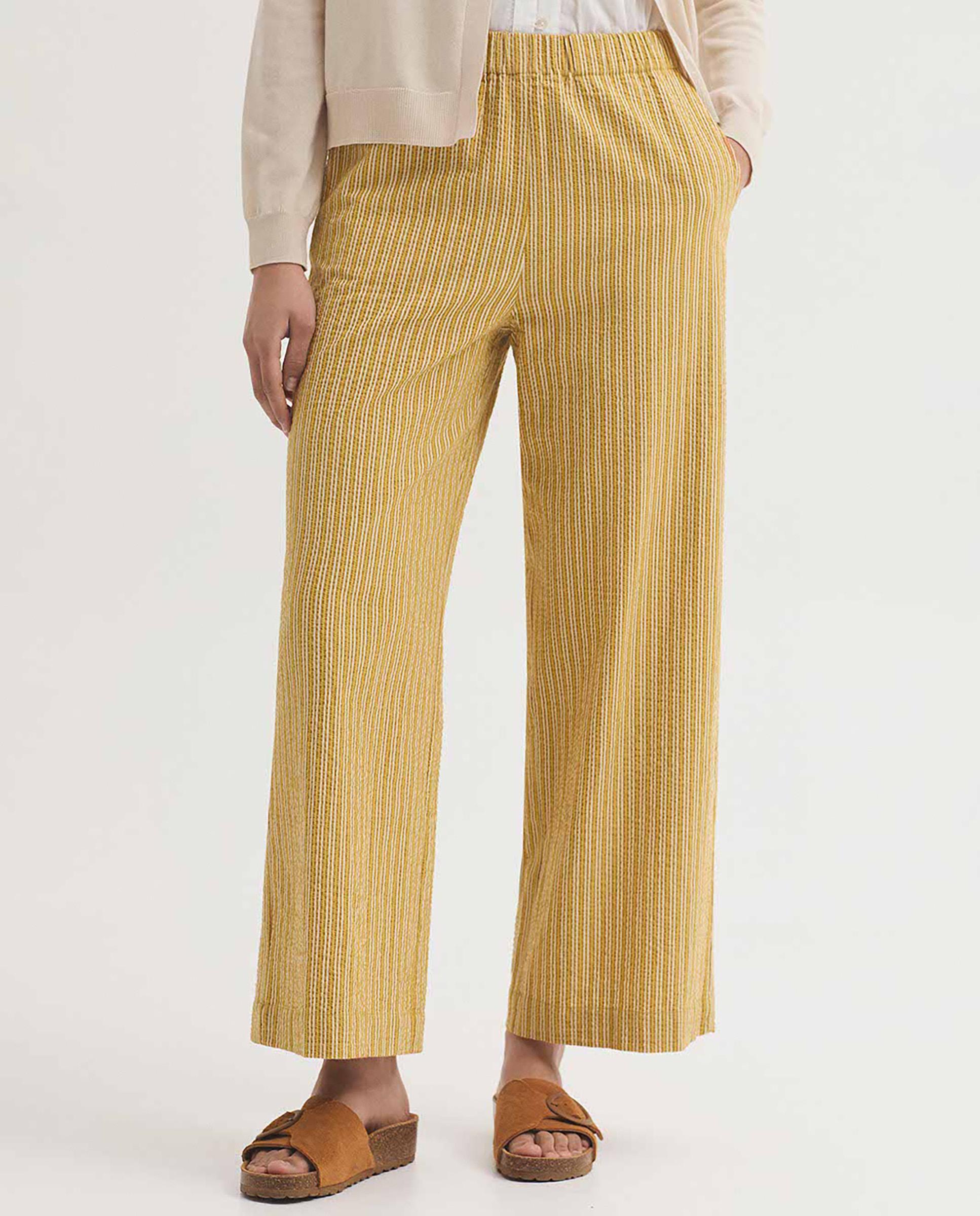 Nice Things - Pantalones anchos de mujer 100% algodón de rayas.